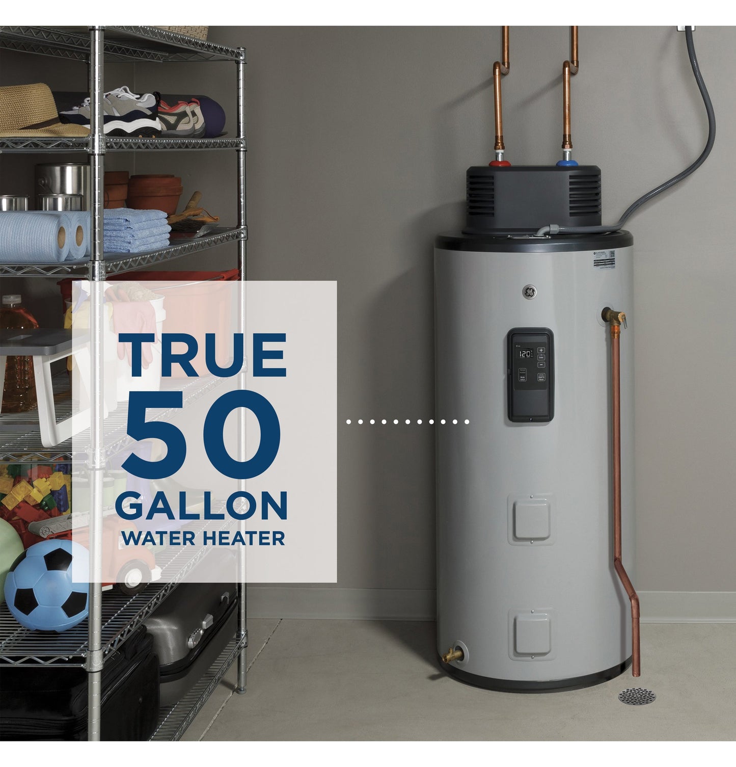 GE® Smart 50 Gallon Electric Water Heater with Flexible Capacity