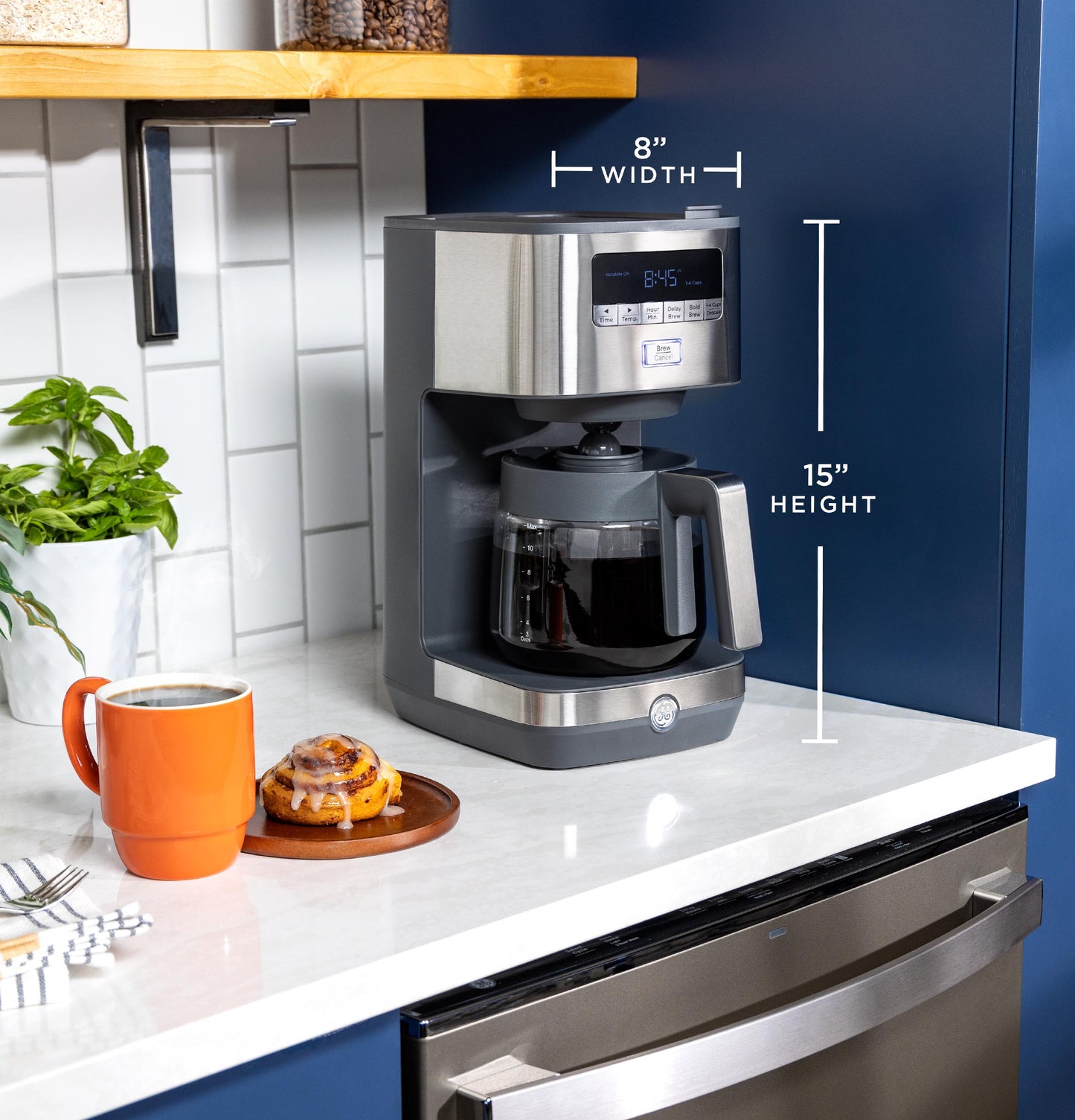 GE 12 Cup Drip Coffee Maker with Adjustable Keep Warm Plate