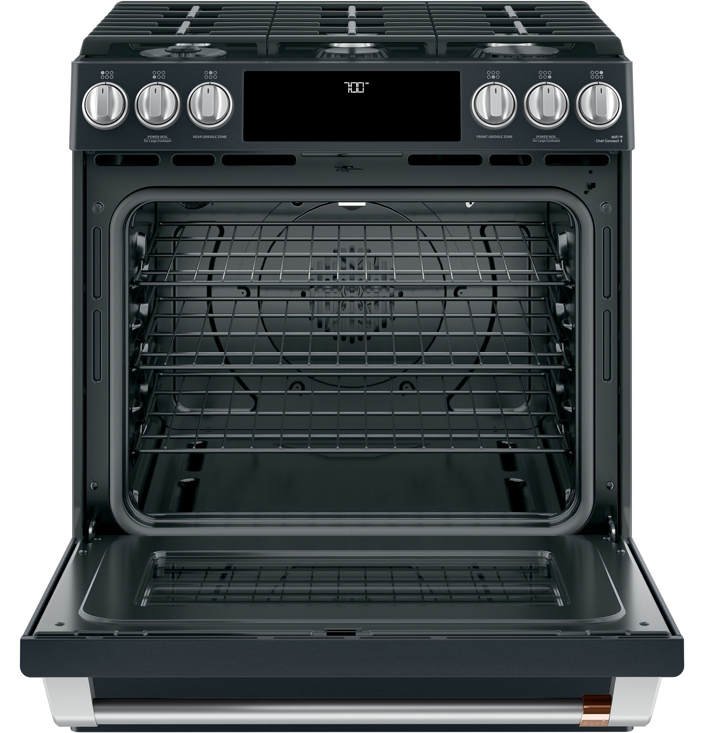 Café™ 30" Smart Slide-In, Front-Control, Gas Range with Convection Oven