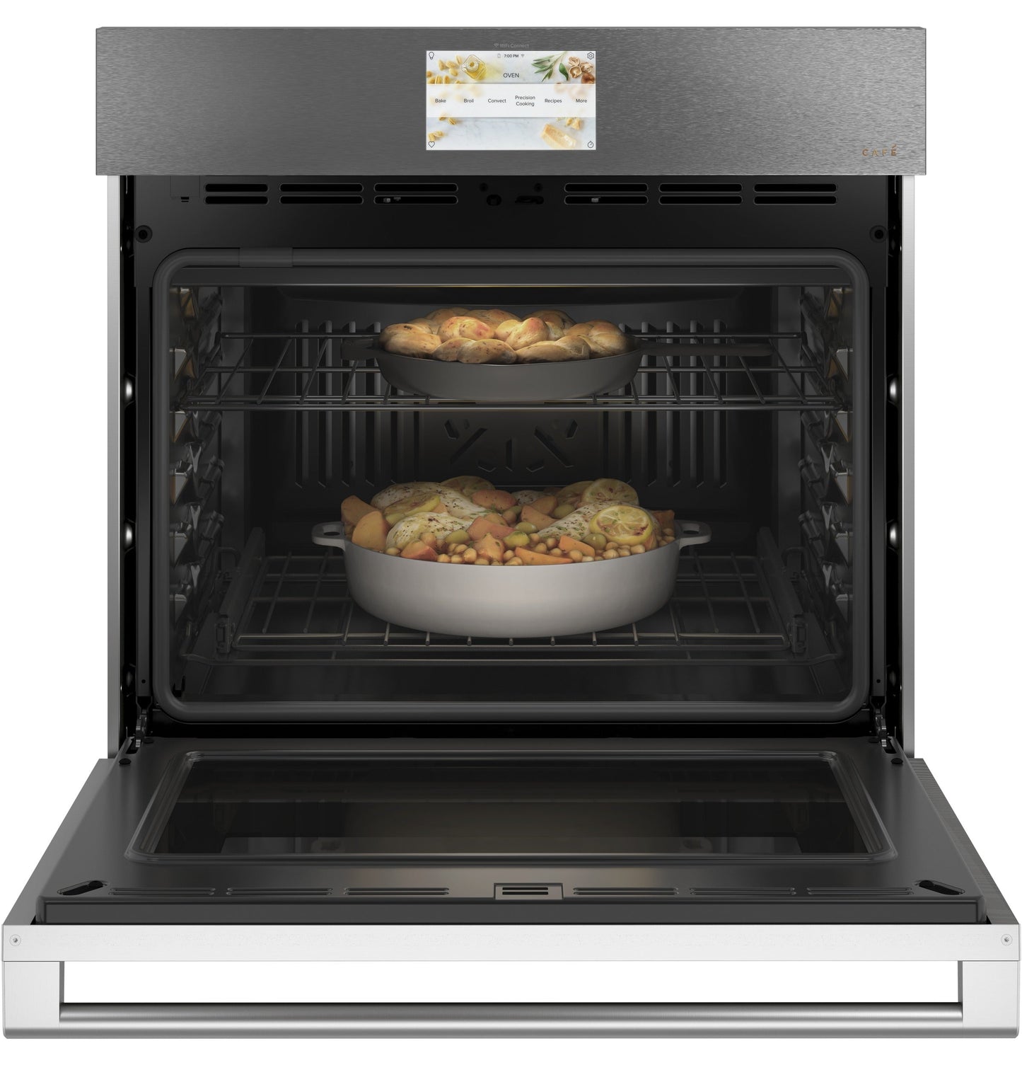 Café™ 30" Smart Single Wall Oven with Convection in Platinum Glass
