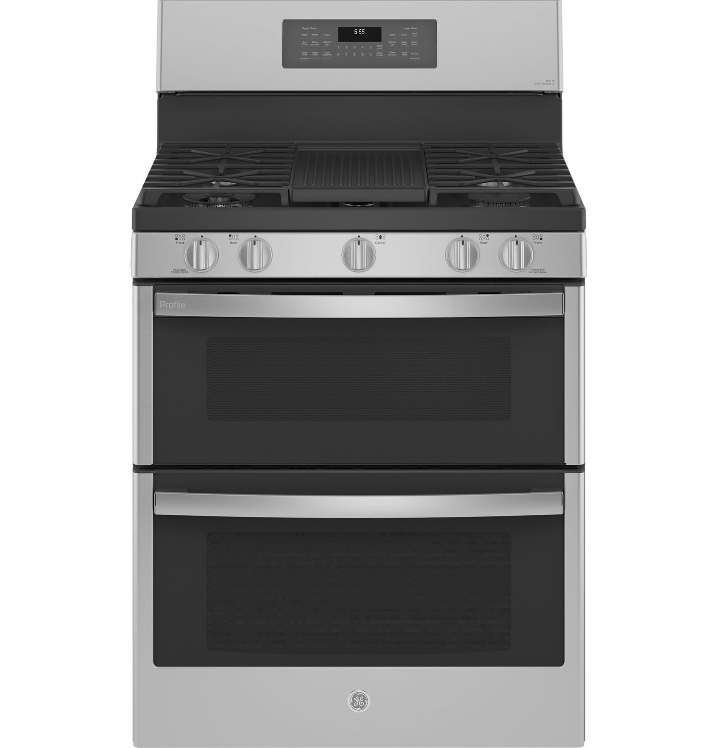 GE Profile™ 30" Free-Standing Gas Double Oven Convection Fingerprint Resistant Range with No Preheat Air Fry