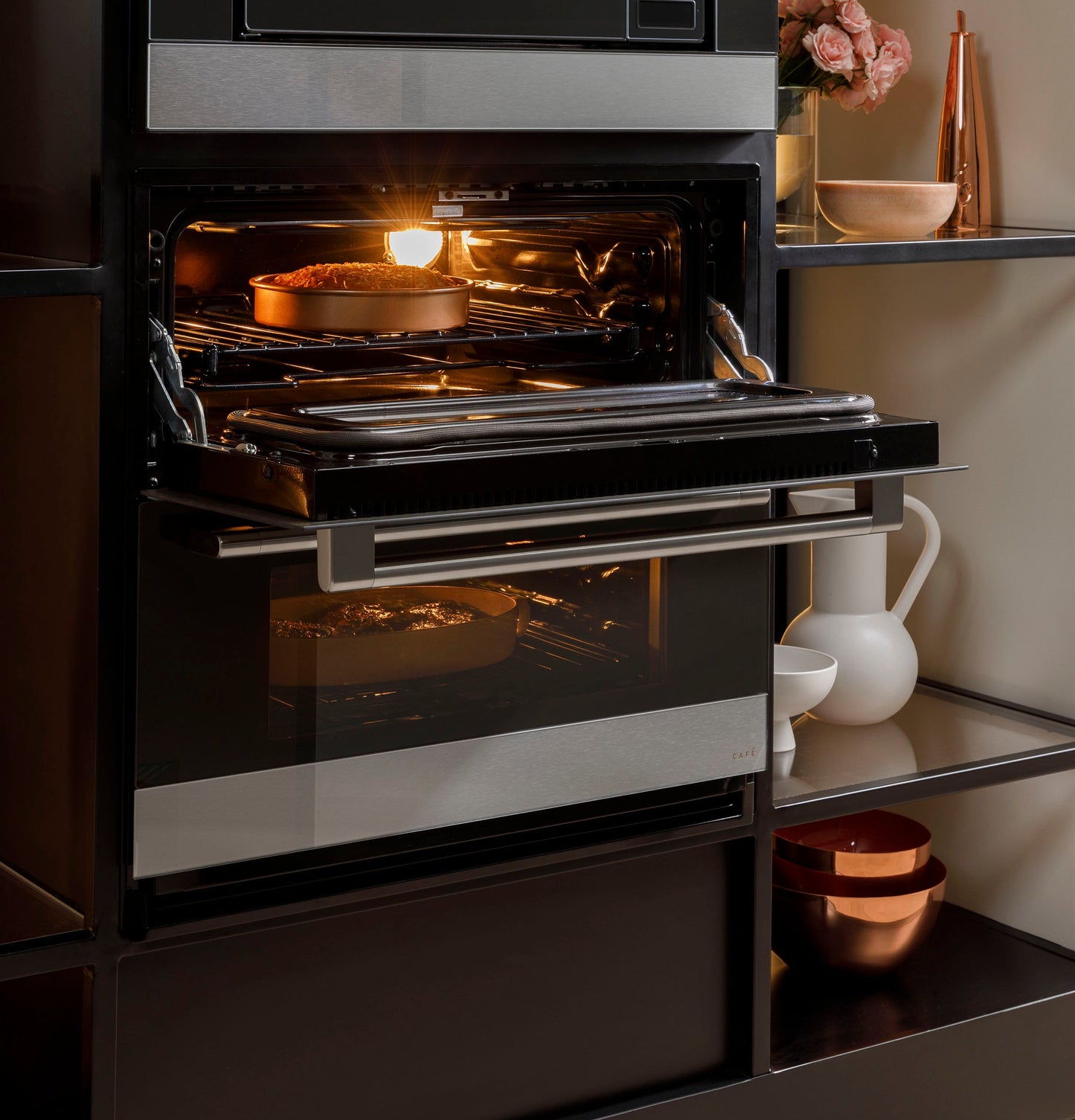Café™ 30" Duo Smart Single Wall Oven in Platinum Glass