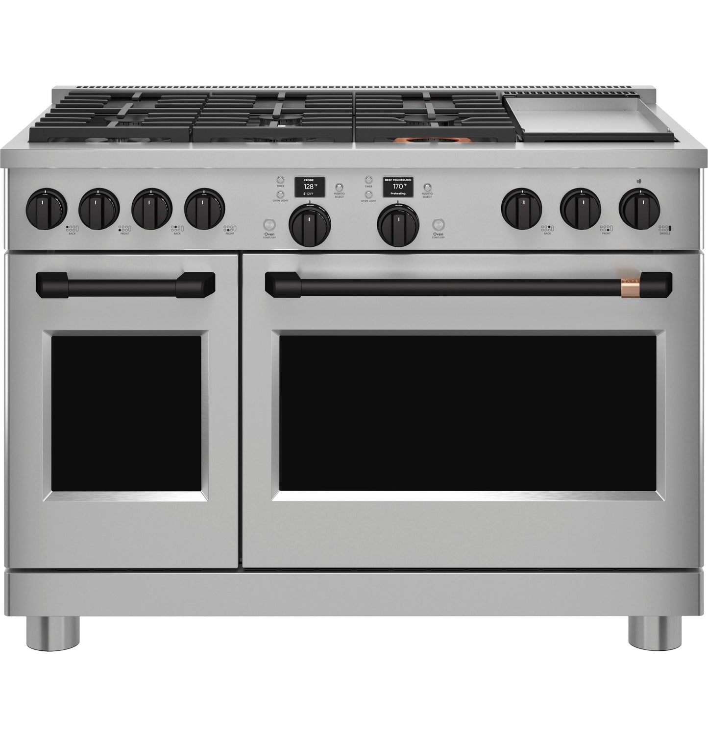 Café™ 48” Flat Black Handle & Knob Set for Pro Range and Rangetop