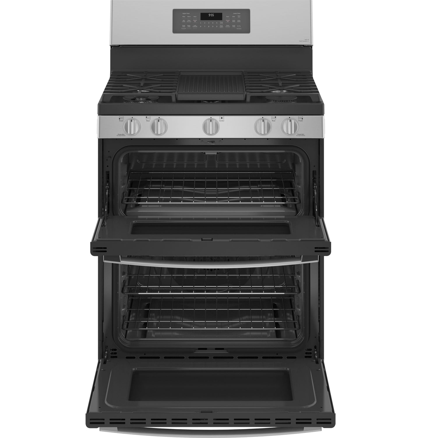 GE Profile™ 30" Free-Standing Gas Double Oven Convection Fingerprint Resistant Range with No Preheat Air Fry
