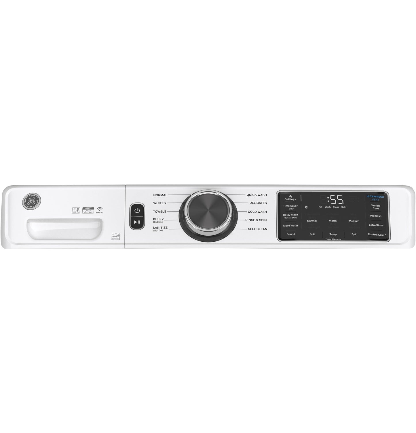 GE® 4.8 cu. ft. Capacity Smart Front Load ENERGY STAR® Washer with UltraFresh Vent System with OdorBlock™ and Sanitize w/Oxi