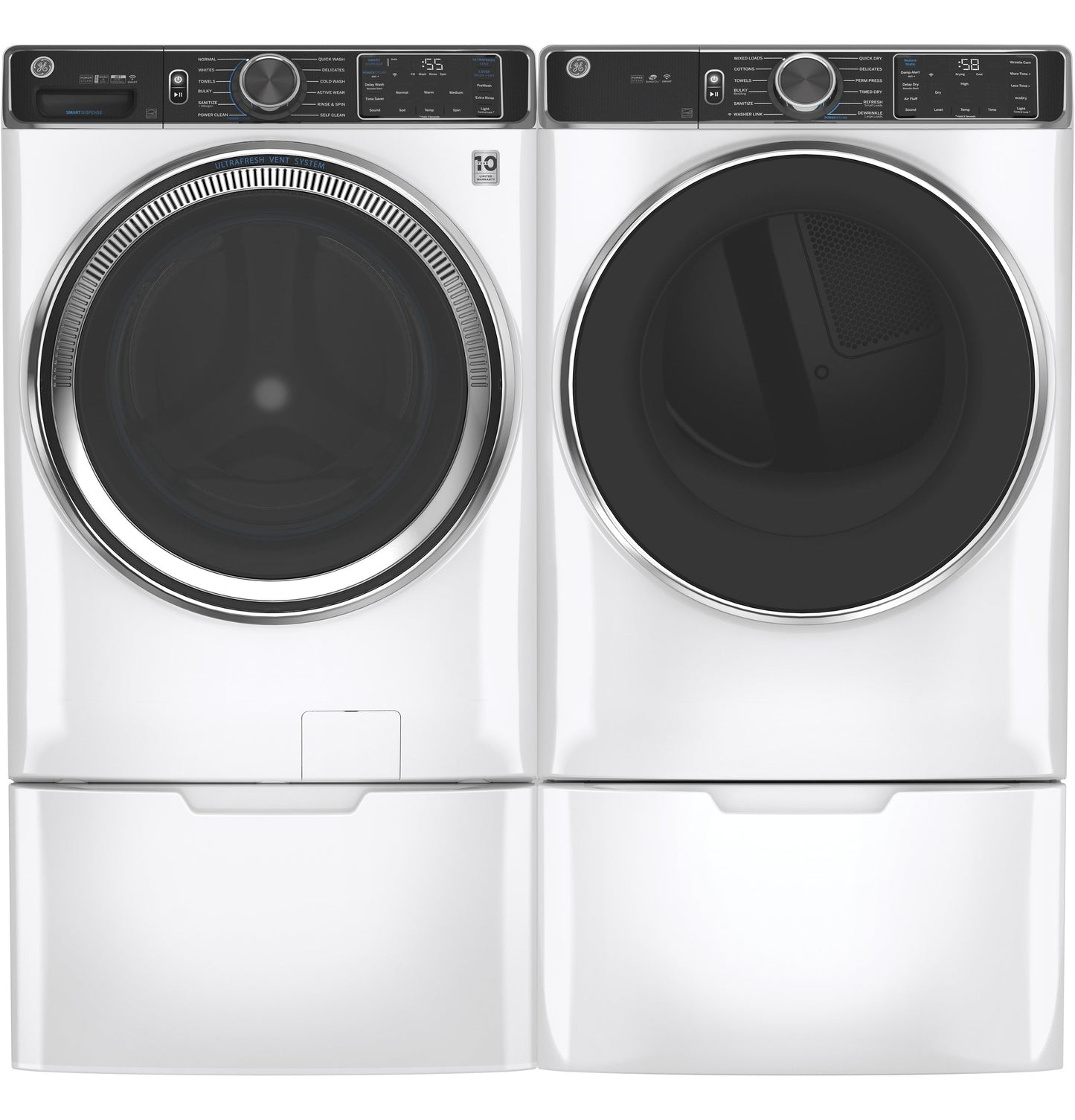 GE® 5.0 cu. ft. Capacity Smart Front Load ENERGY STAR® Steam Washer with SmartDispense™ UltraFresh Vent System with OdorBlock™ and Sanitize + Allergen