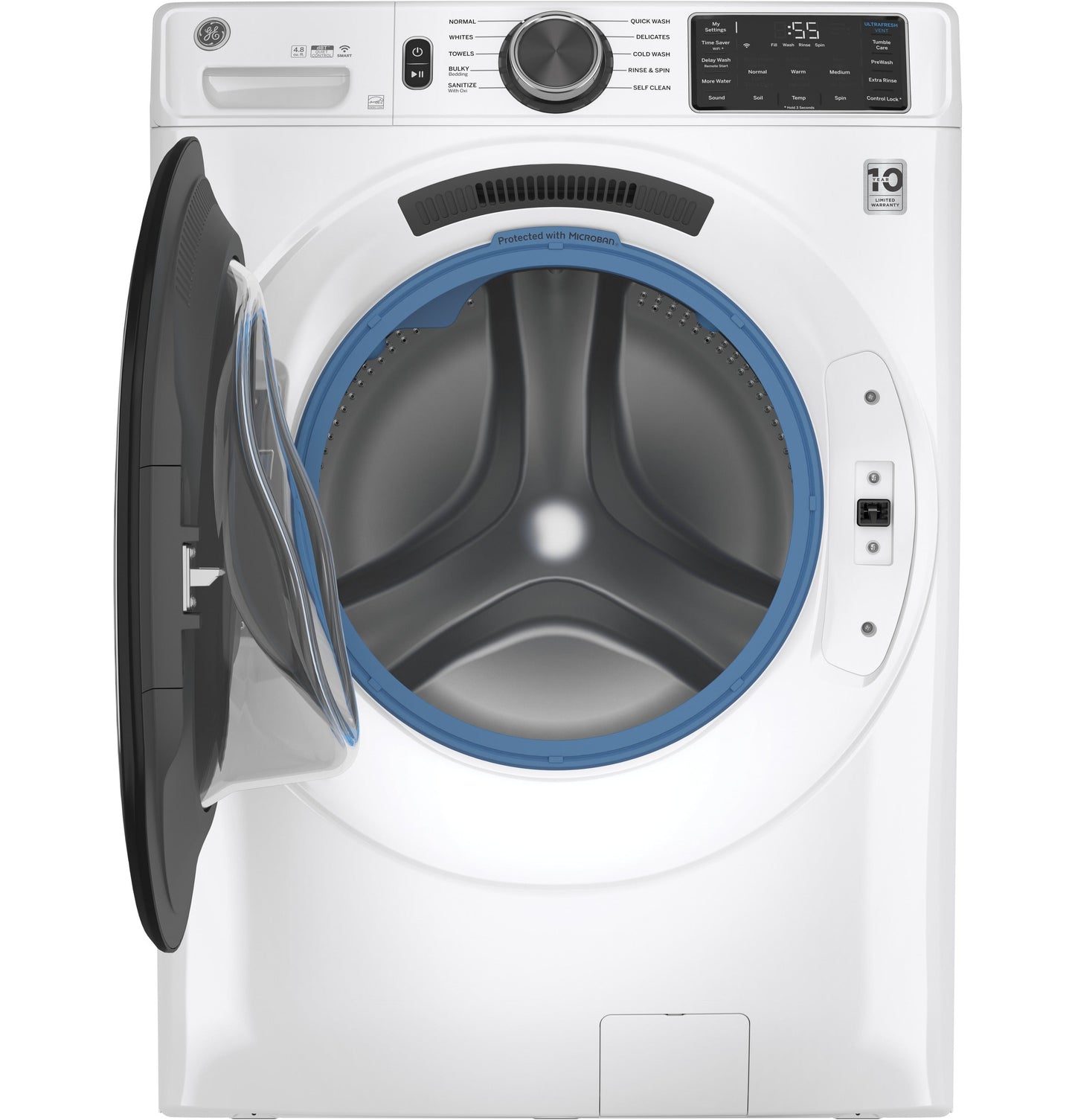 GE® 4.8 cu. ft. Capacity Smart Front Load ENERGY STAR® Washer with UltraFresh Vent System with OdorBlock™ and Sanitize w/Oxi