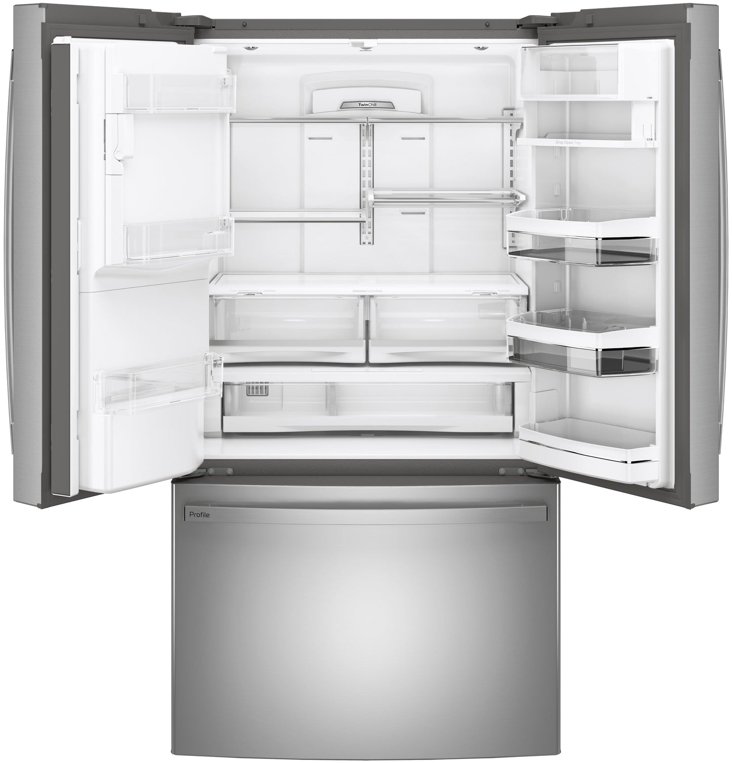 GE Profile™ Series ENERGY STAR® 22.1 Cu. Ft. Counter-Depth Fingerprint Resistant French-Door Refrigerator with Hands-Free AutoFill
