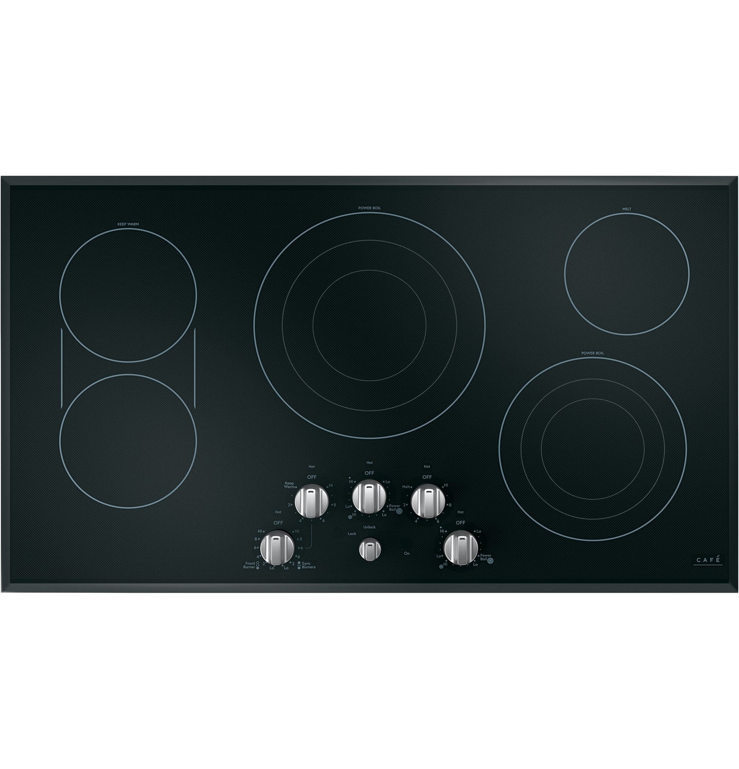 Café™ 5 Electric Cooktop Knobs - Brushed Stainless