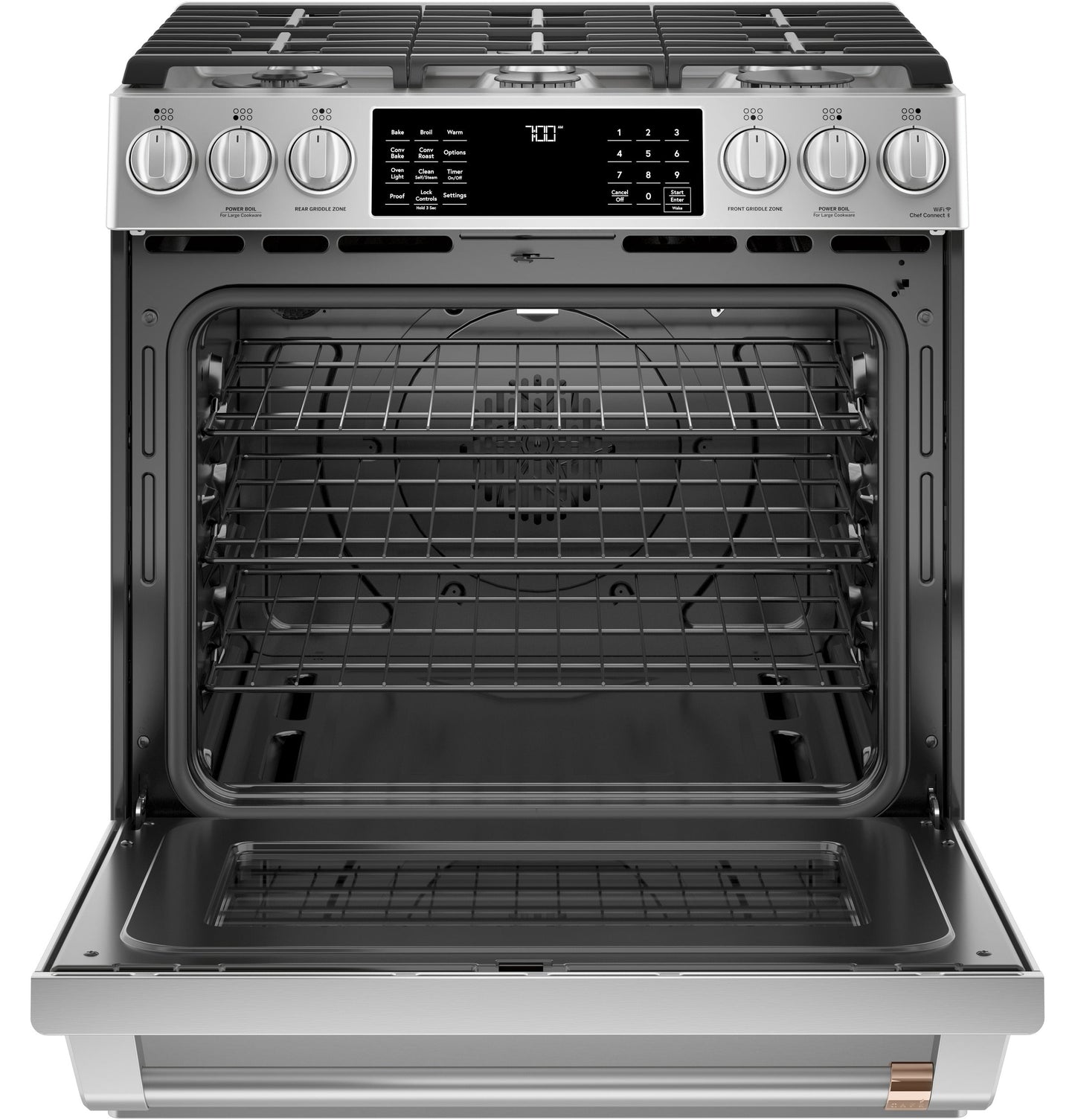 Café™ 30" Smart Slide-In, Front-Control, Gas Range with Convection Oven