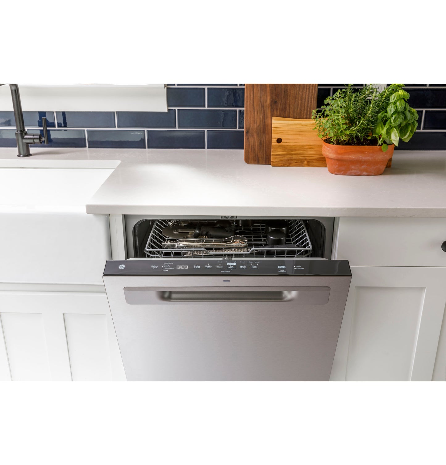 GE® Top Control with Stainless Steel Interior Door Dishwasher with Sanitize Cycle & Dry Boost