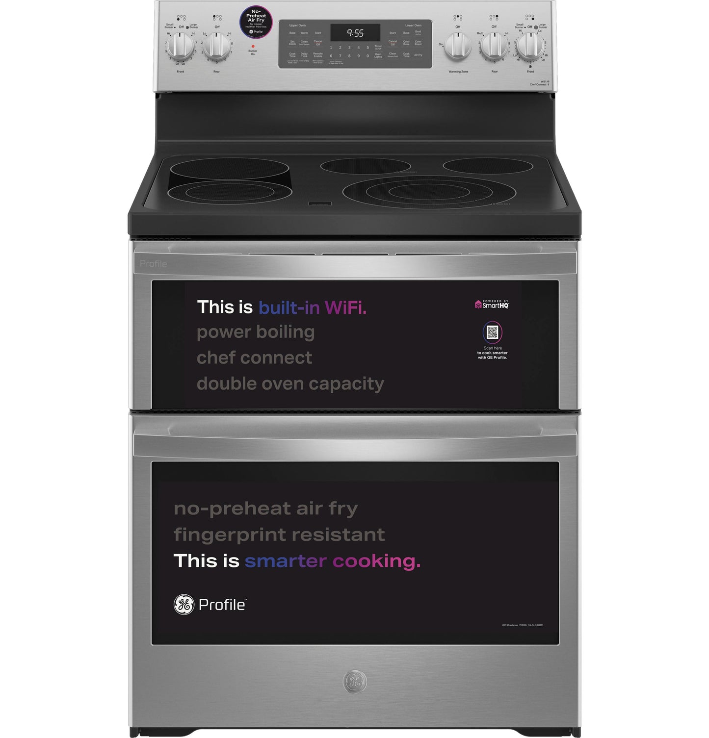 GE Profile™ 30" Smart Free-Standing Electric Double Oven Convection Range with No Preheat Air Fry
