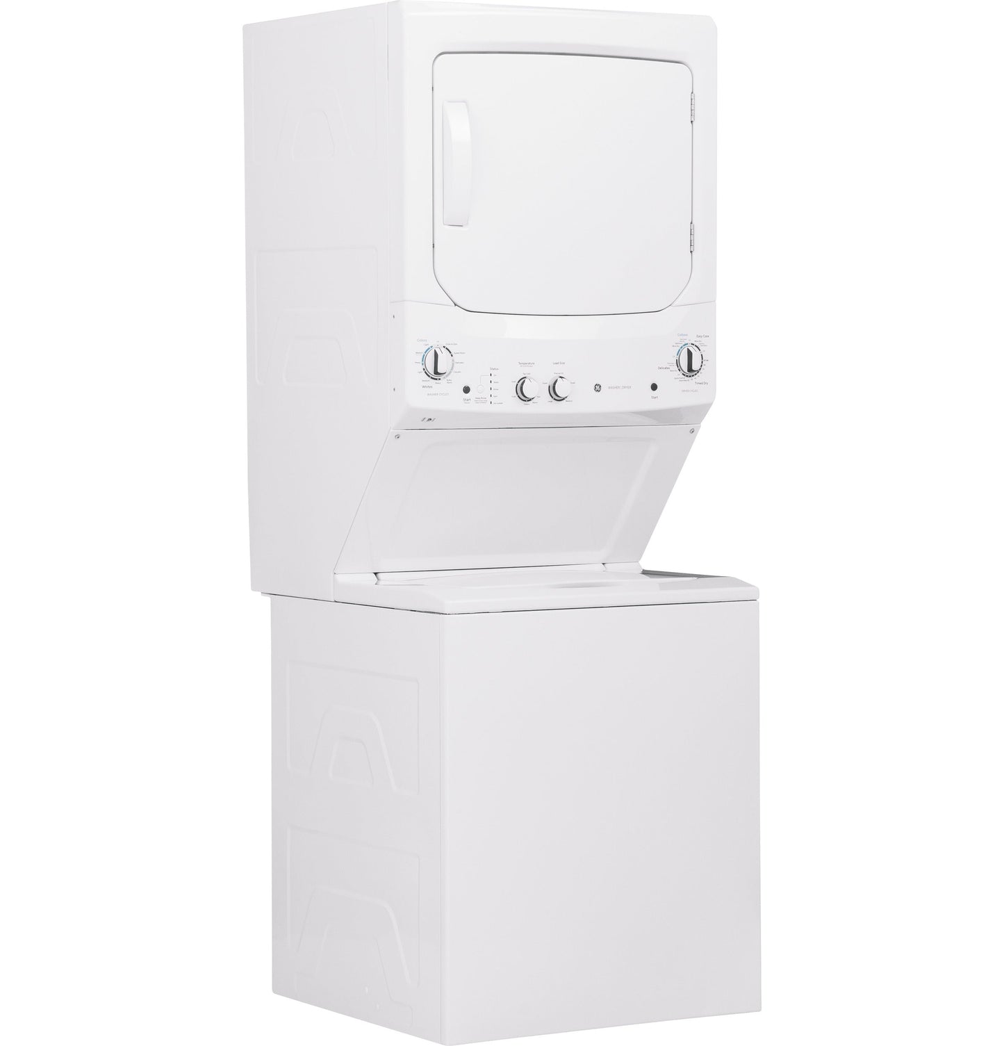 GE Unitized Spacemaker® 3.8 cu. ft. Capacity Washer with Stainless Steel Basket and 5.9 cu. ft. Capacity Gas Dryer