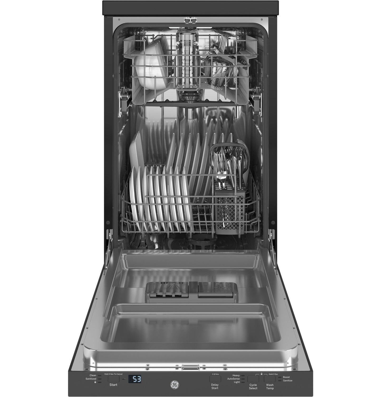GE® 18" Stainless Steel Interior Portable Dishwasher with Sanitize Cycle