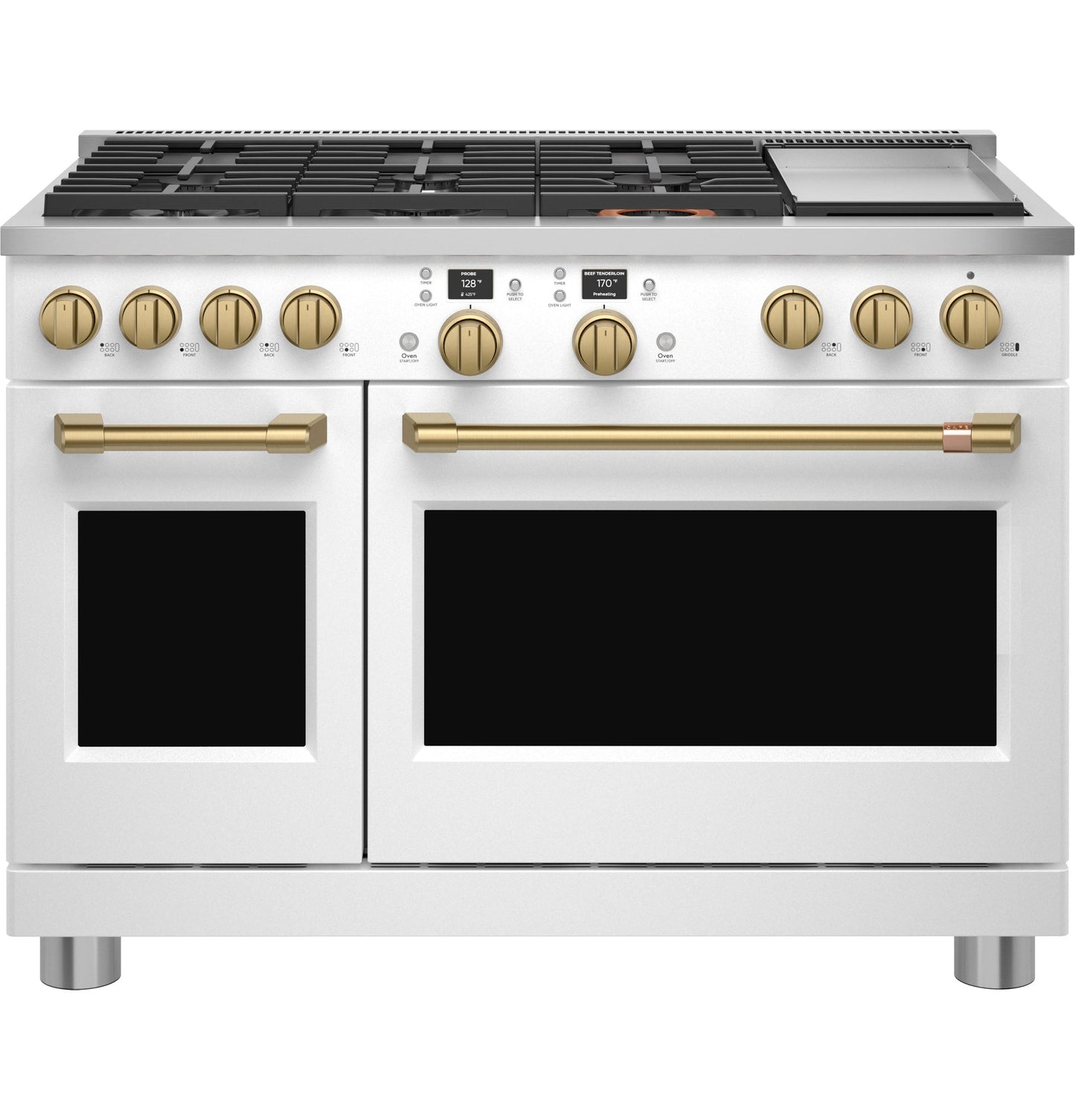 Café™ 48” Brushed Brass Handle & Knob Set for Pro Range and Rangetop