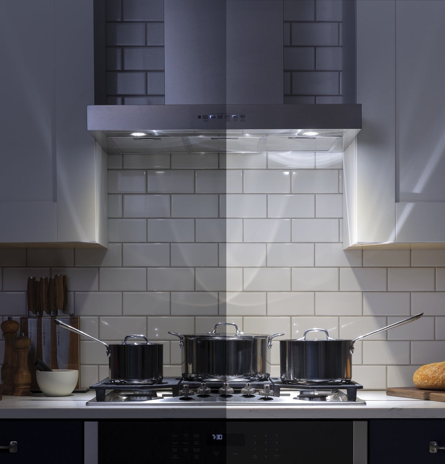36” Designer Wall Mount Hood w/ Dimmable LED Lighting