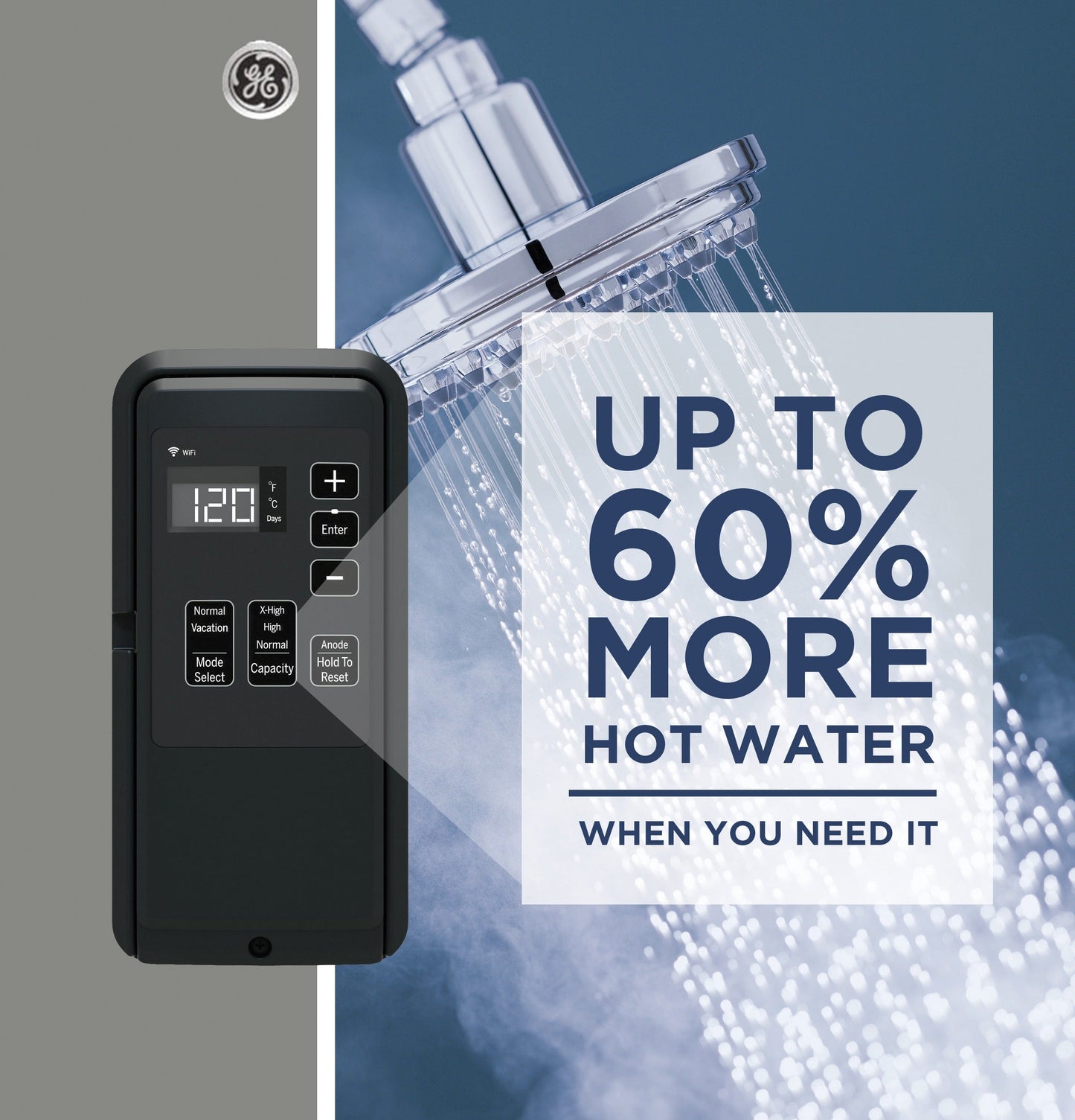 GE® Smart 40 Gallon Electric Water Heater with Flexible Capacity