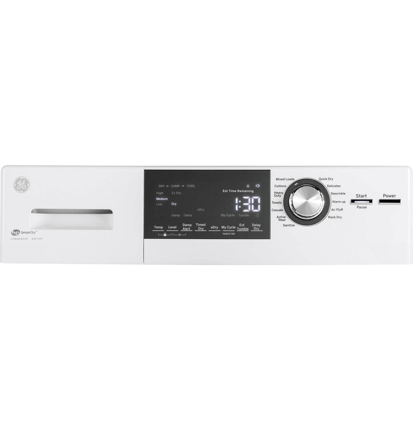GE® 24" 4.1 Cu.Ft. Front Load Ventless Condenser Electric Dryer with Stainless Steel Basket