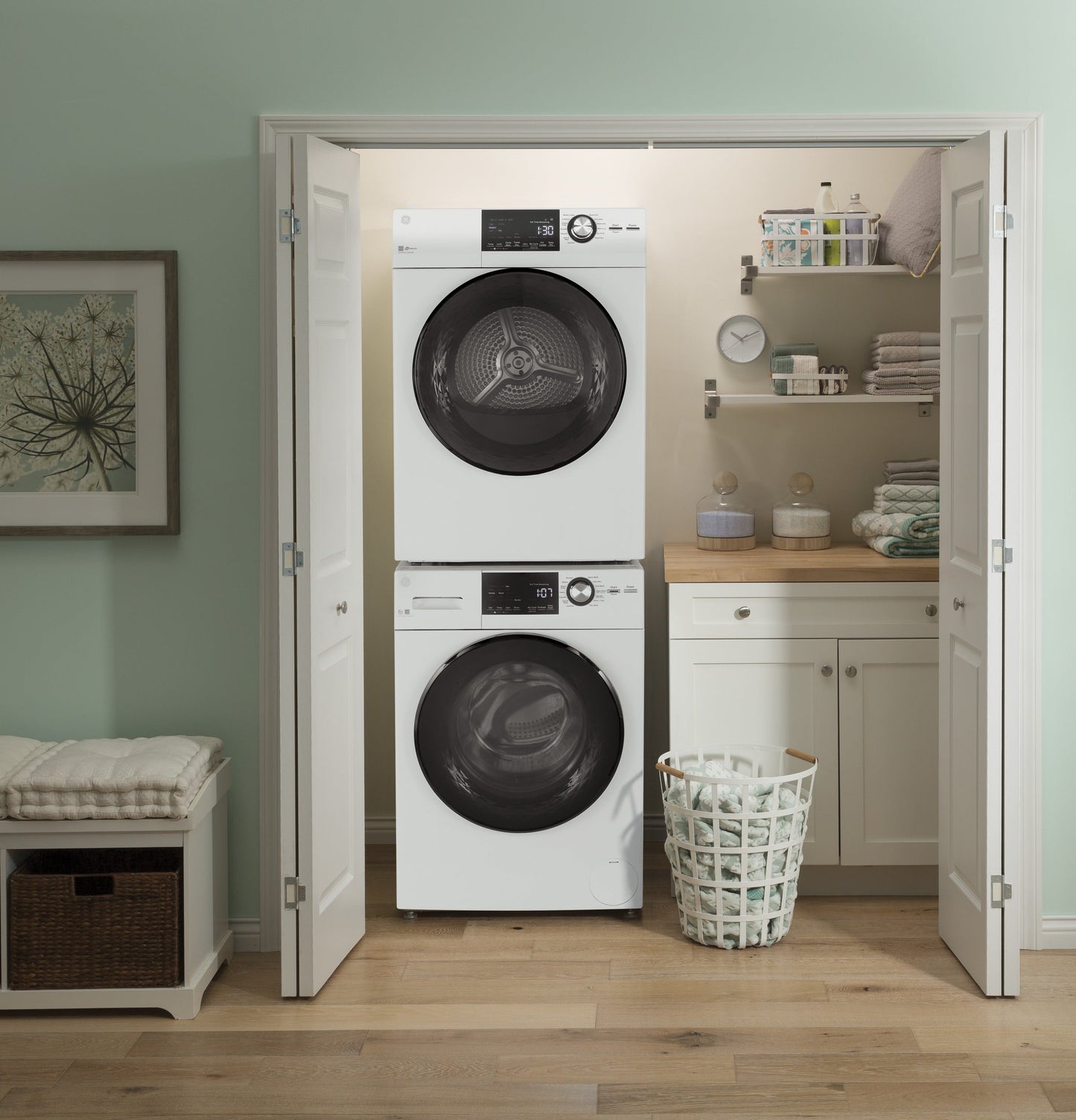 GE® 24" 4.3 Cu.Ft. Front Load Vented Electric Dryer with Stainless Steel Basket