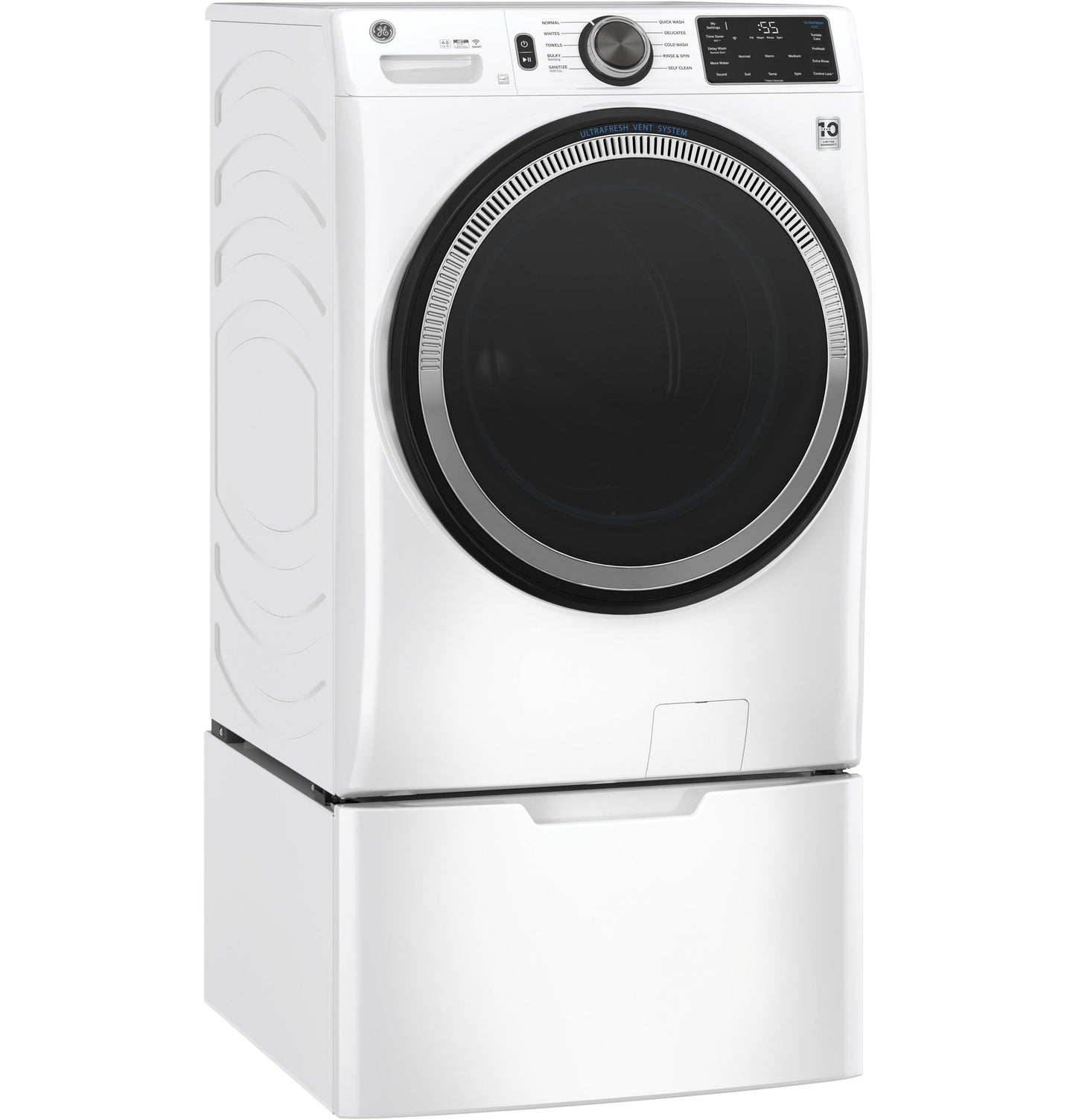 GE® 4.8 cu. ft. Capacity Smart Front Load ENERGY STAR® Washer with UltraFresh Vent System with OdorBlock™ and Sanitize w/Oxi