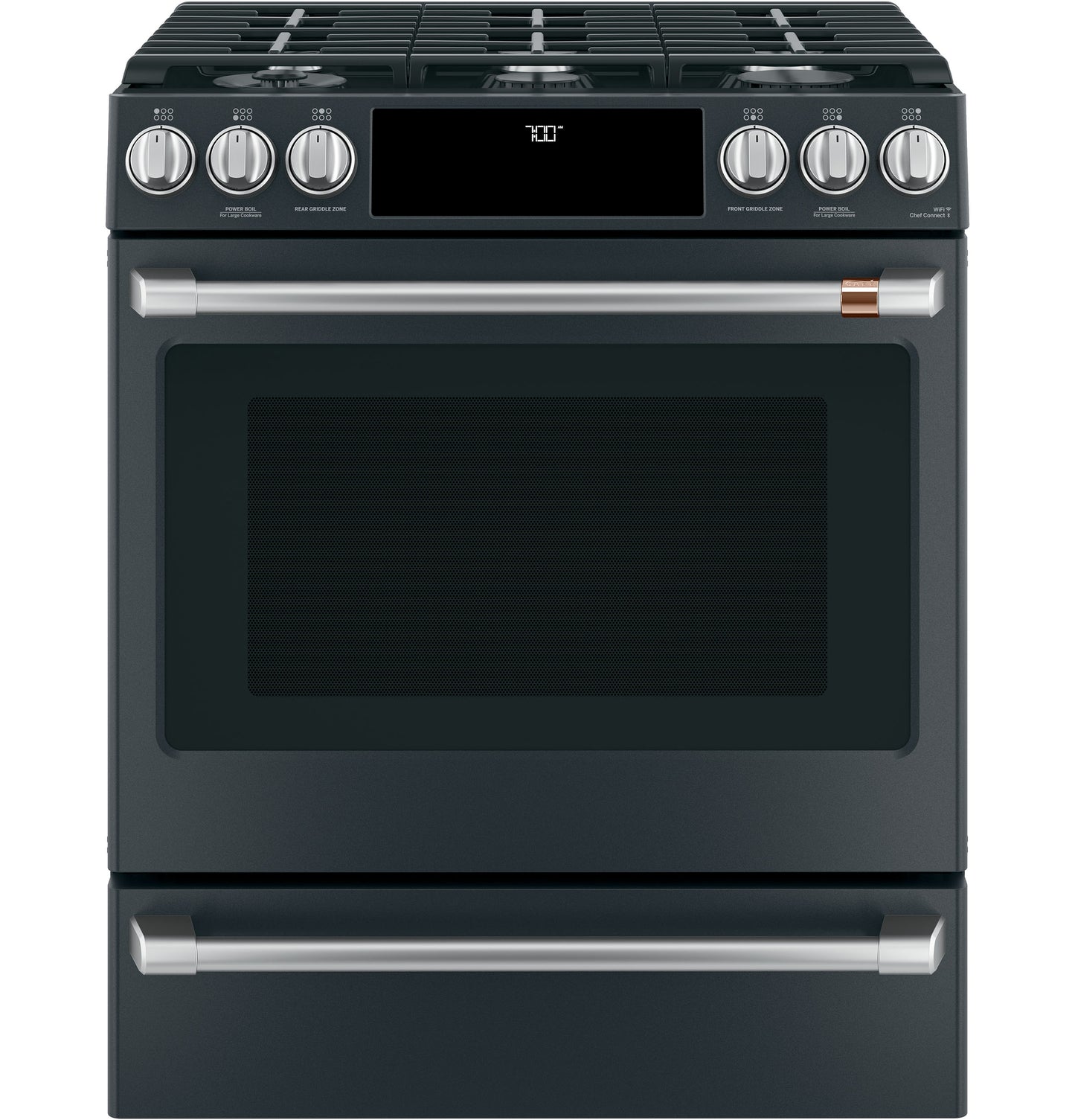 Café™ 30" Smart Slide-In, Front-Control, Gas Range with Convection Oven