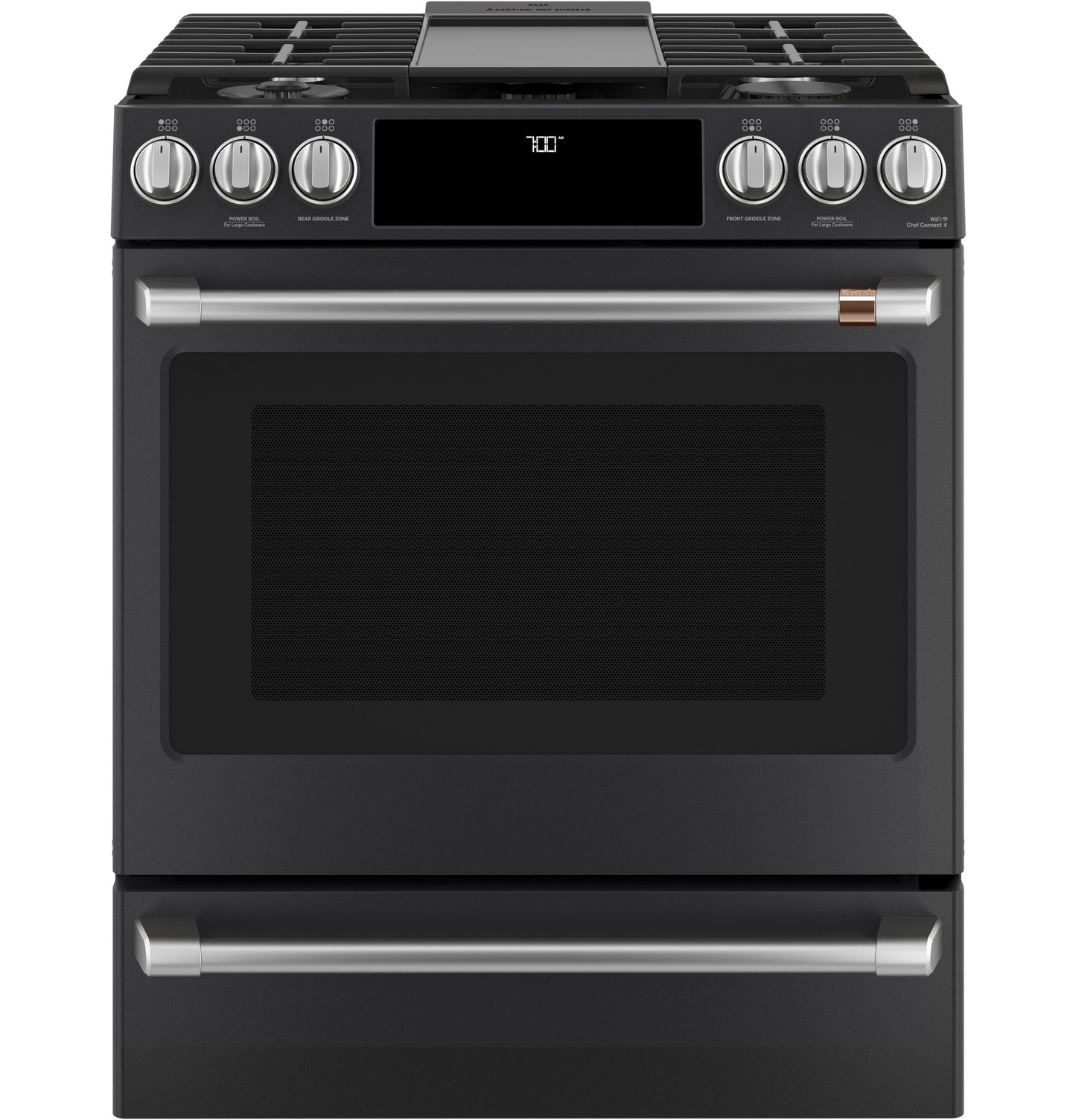 Café™ 30" Smart Slide-In, Front-Control, Gas Range with Convection Oven