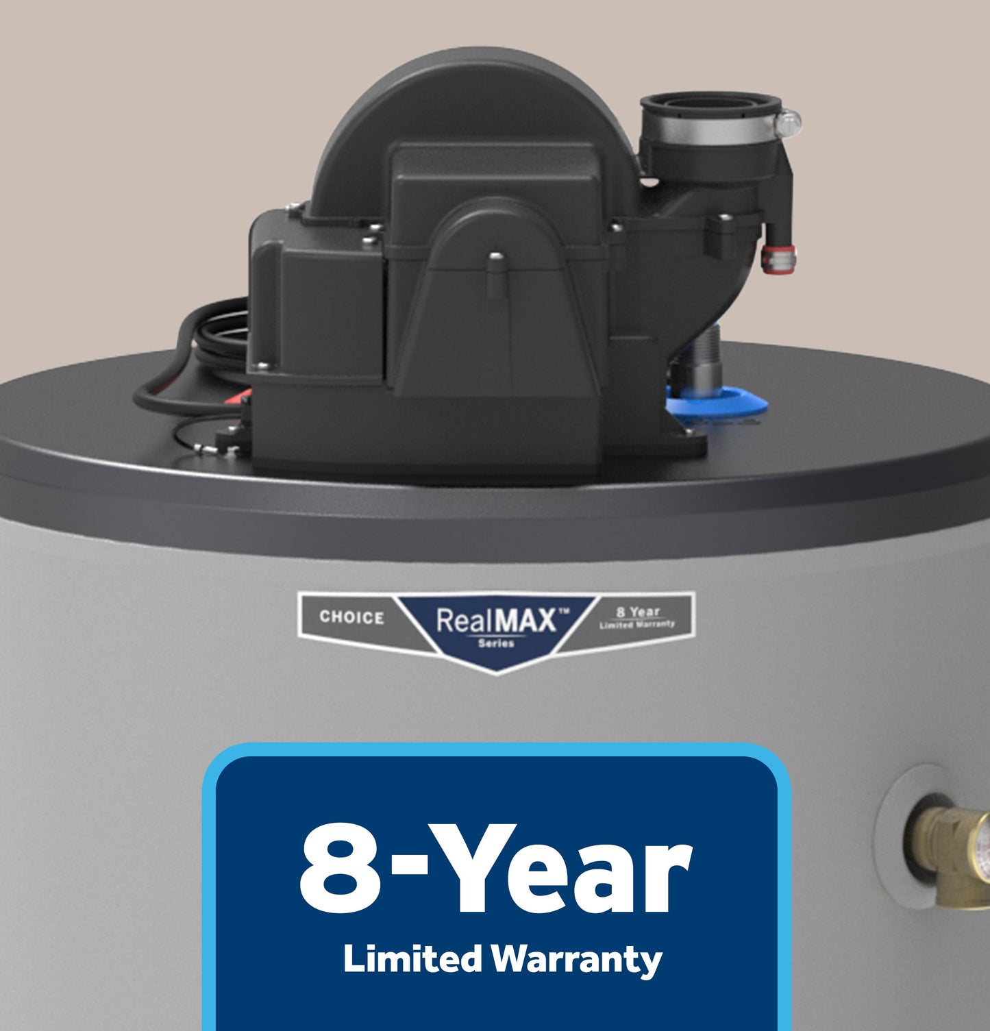GE RealMAX Choice 40-Gallon Short Liquid Propane Power Vent Low-NOx Water Heater
