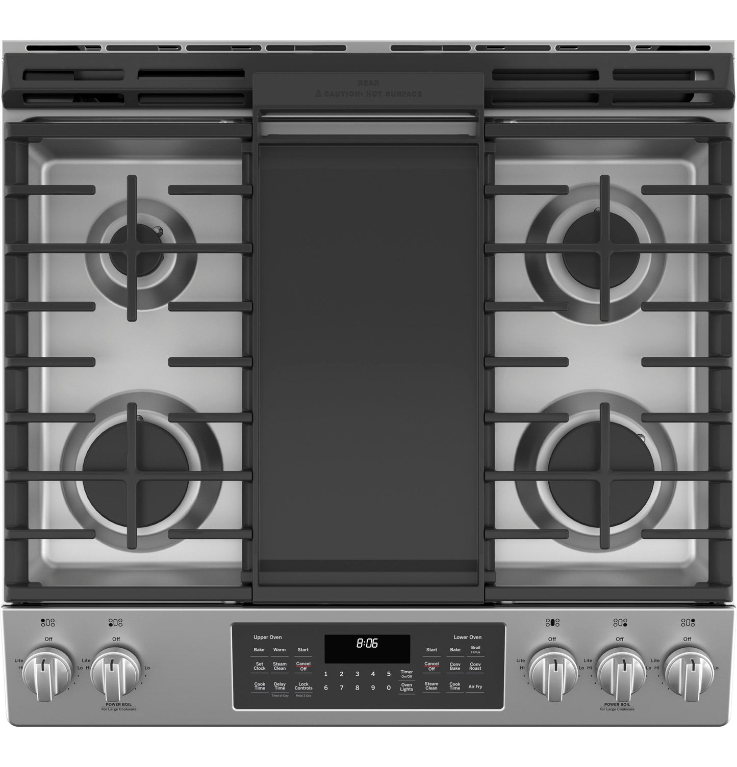GE® 30" Slide-In Front Control Gas Double Oven Range