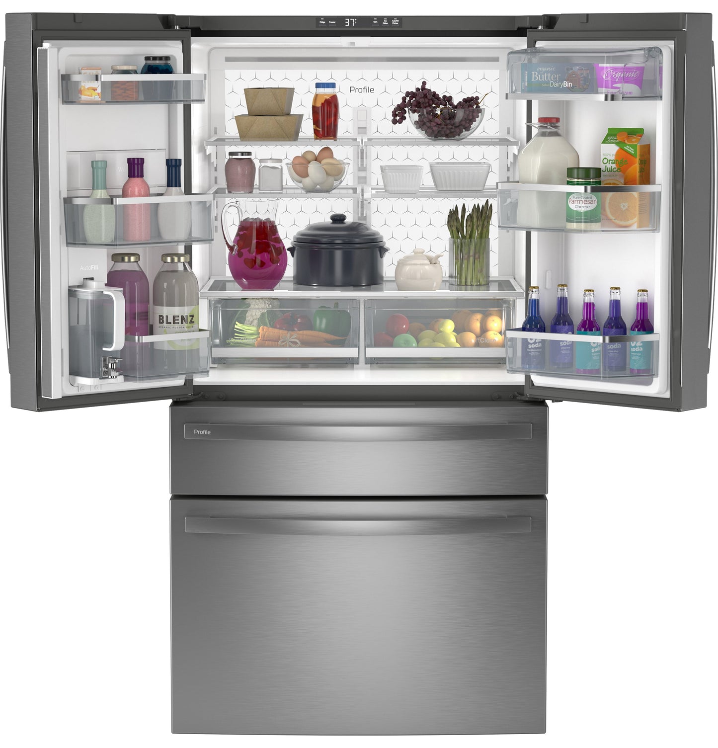 GE Profile™ Series ENERGY STAR® 28.7 Cu. Ft. Smart Fingerprint Resistant 4-Door French-Door Refrigerator With Dual-Dispense AutoFill Pitcher