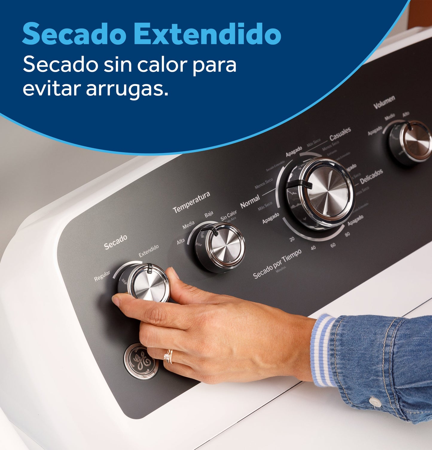 GE® 7.2 cu. ft. Capacity Gas Dryer with Spanish Panel and Up To 120 ft. Venting