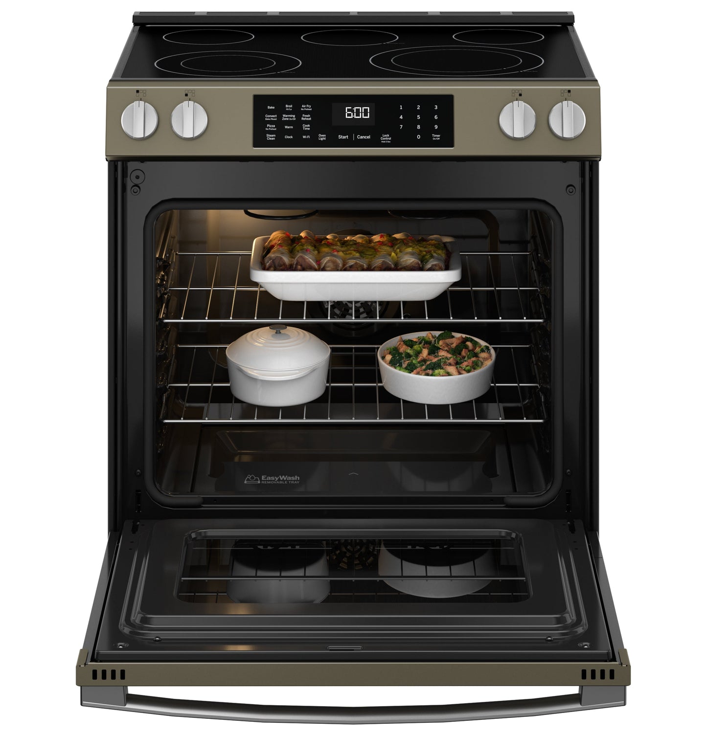 GE® 30" Slide-In Electric Convection Range with No Preheat Air Fry and EasyWash™ Oven Tray