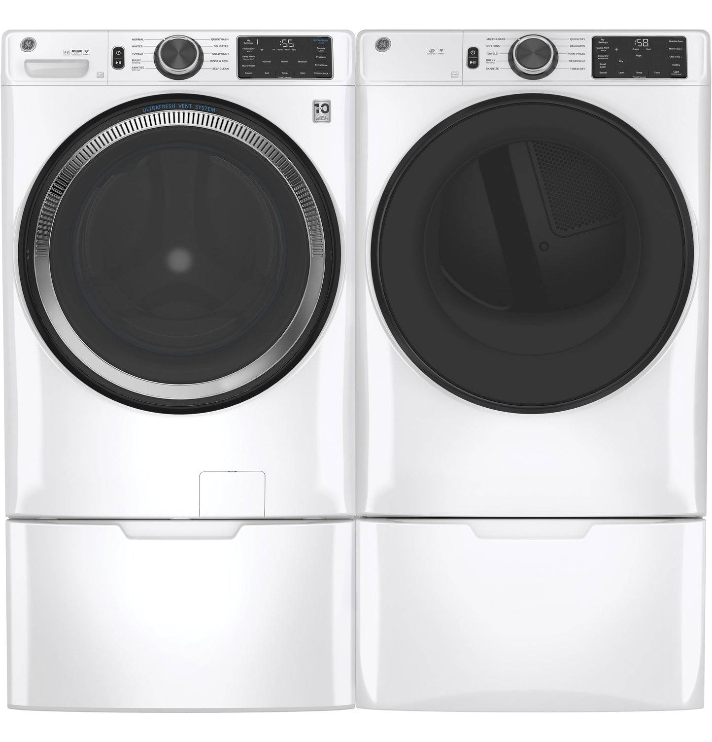 GE® 7.8 cu. ft. Capacity Smart Front Load Gas Dryer with Sanitize Cycle