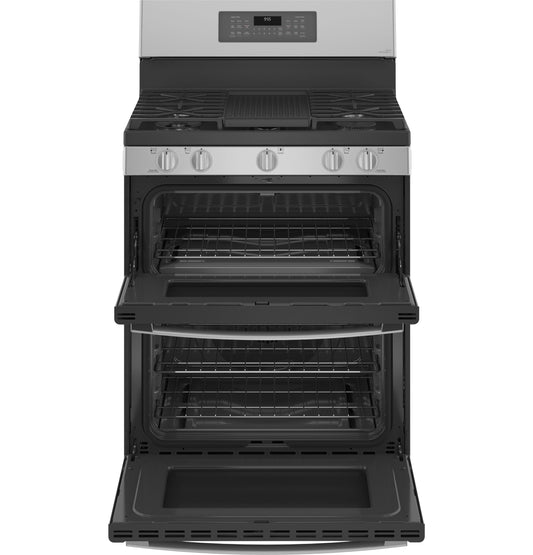 GE Profile™ 30" Free-Standing Gas Double Oven Convection Fingerprint Resistant Range with No Preheat Air Fry