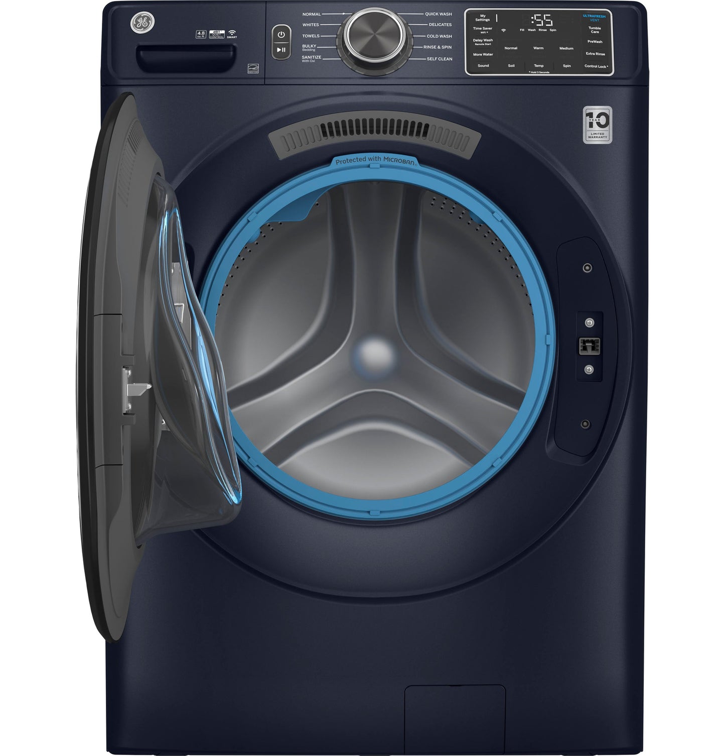 GE® 4.8 cu. ft. Capacity Smart Front Load ENERGY STAR® Washer with UltraFresh Vent System with OdorBlock™ and Sanitize w/Oxi