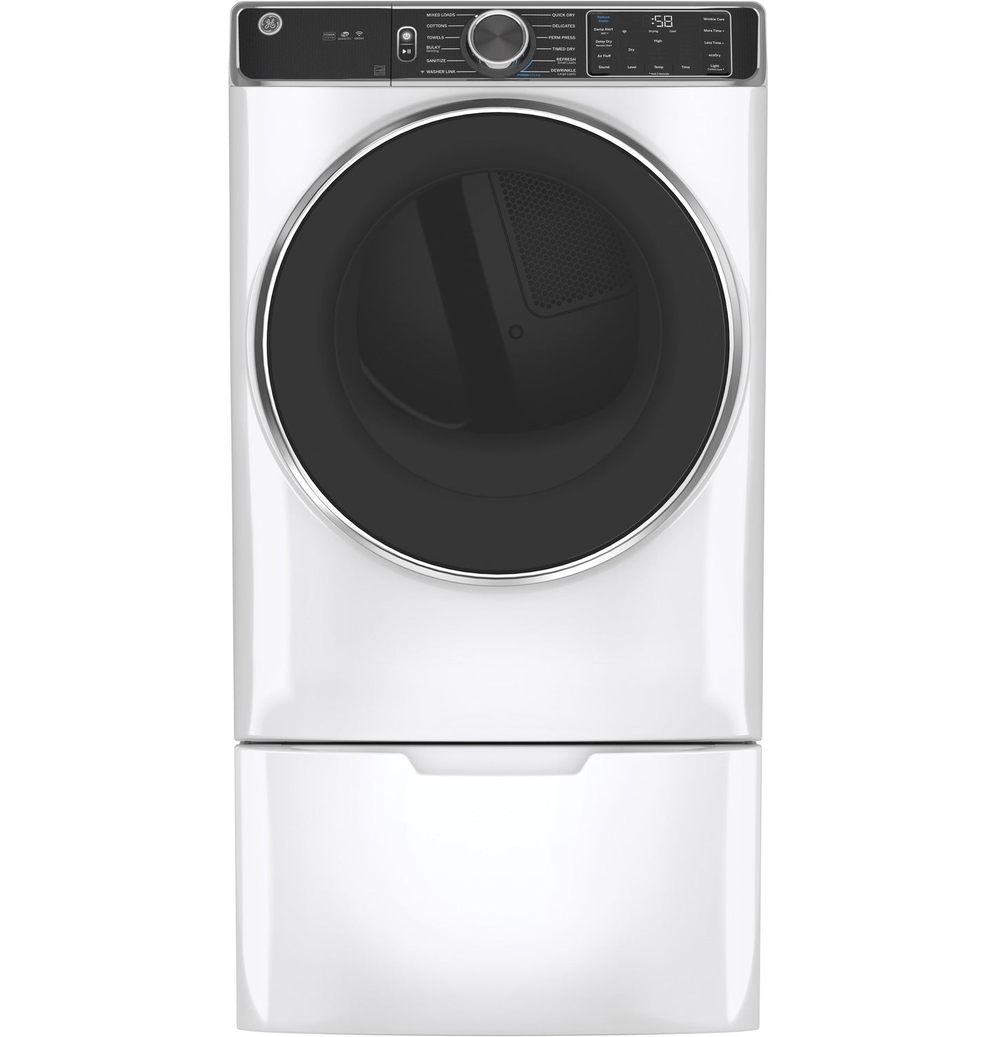 GE® 7.8 cu. ft. Capacity Smart Front Load Gas Dryer with Steam and Sanitize Cycle