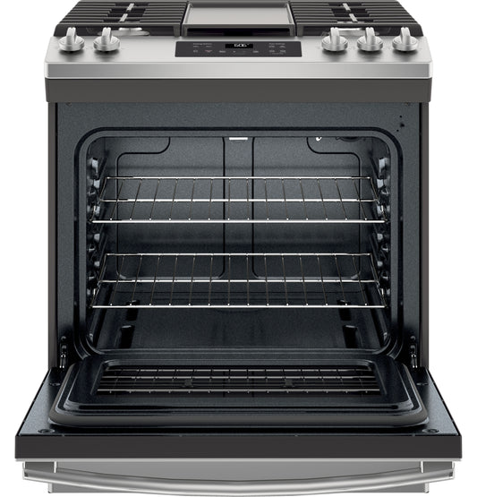 GE® 30" Slide-In Front Control Gas Range