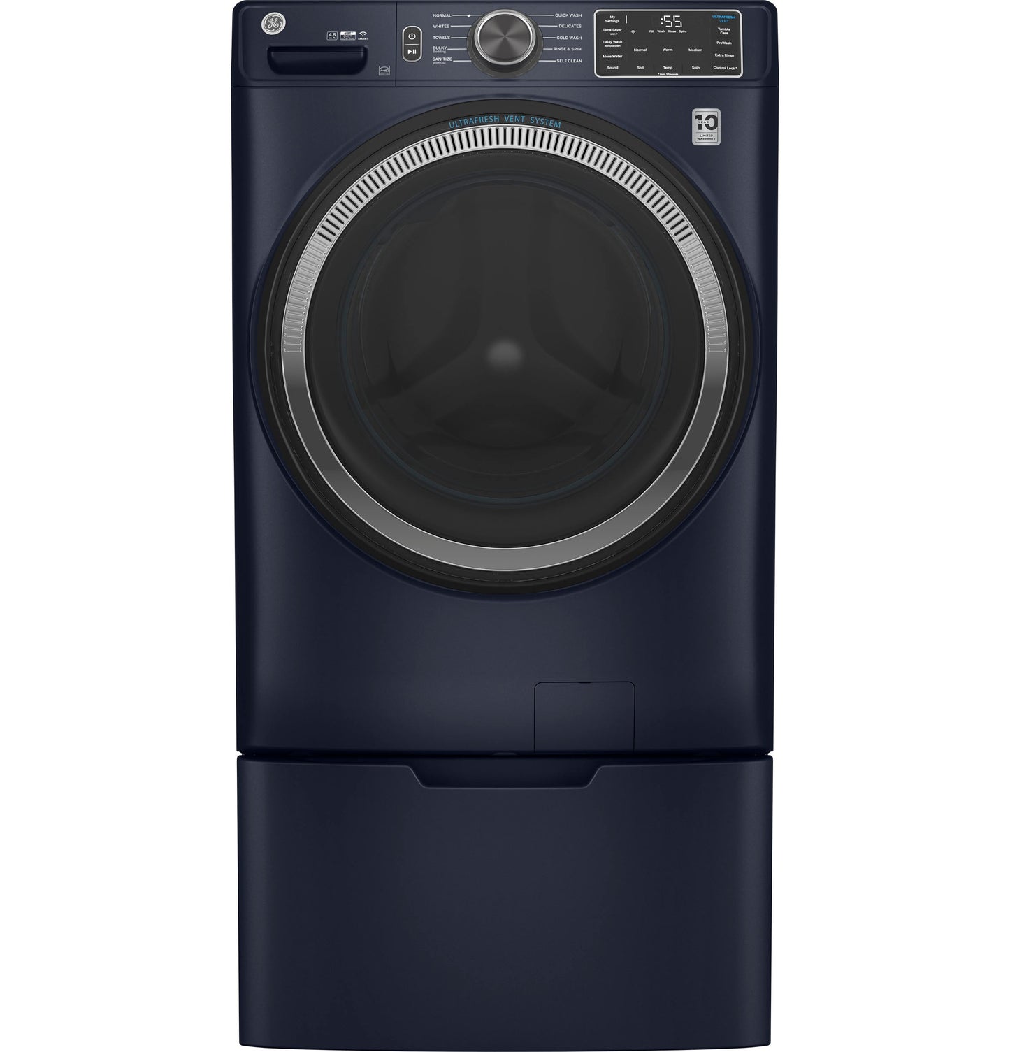 GE® 4.8 cu. ft. Capacity Smart Front Load ENERGY STAR® Washer with UltraFresh Vent System with OdorBlock™ and Sanitize w/Oxi