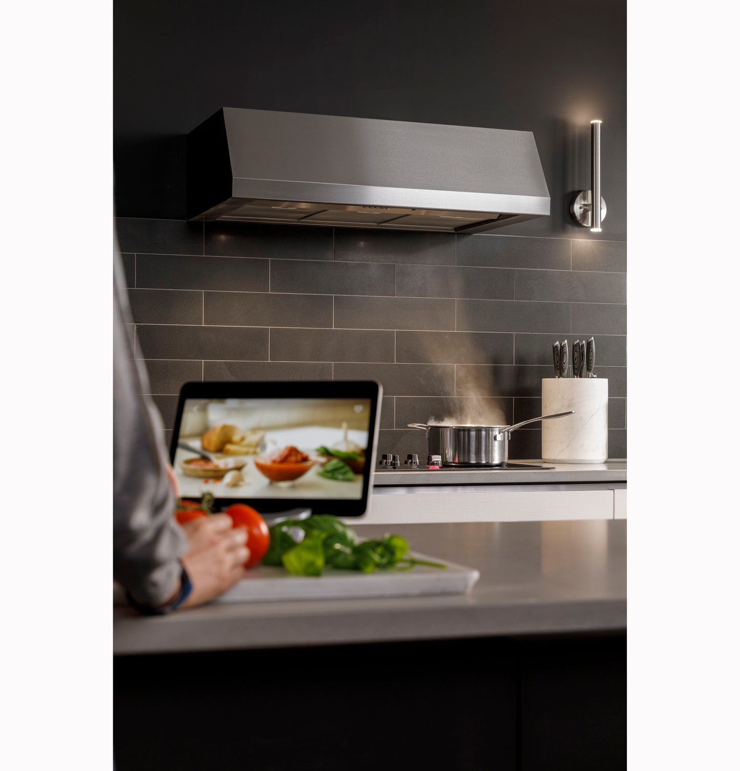 36” Designer Wall Mount Hood w/ Dimmable LED Lighting