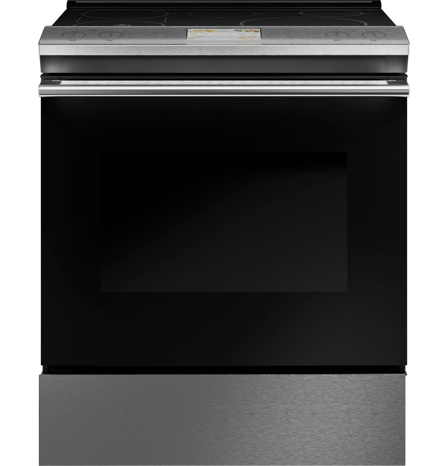 Café™ 30" Smart Slide-In, Front-Control, Induction and Convection Range with In-Oven Camera in Platinum Glass