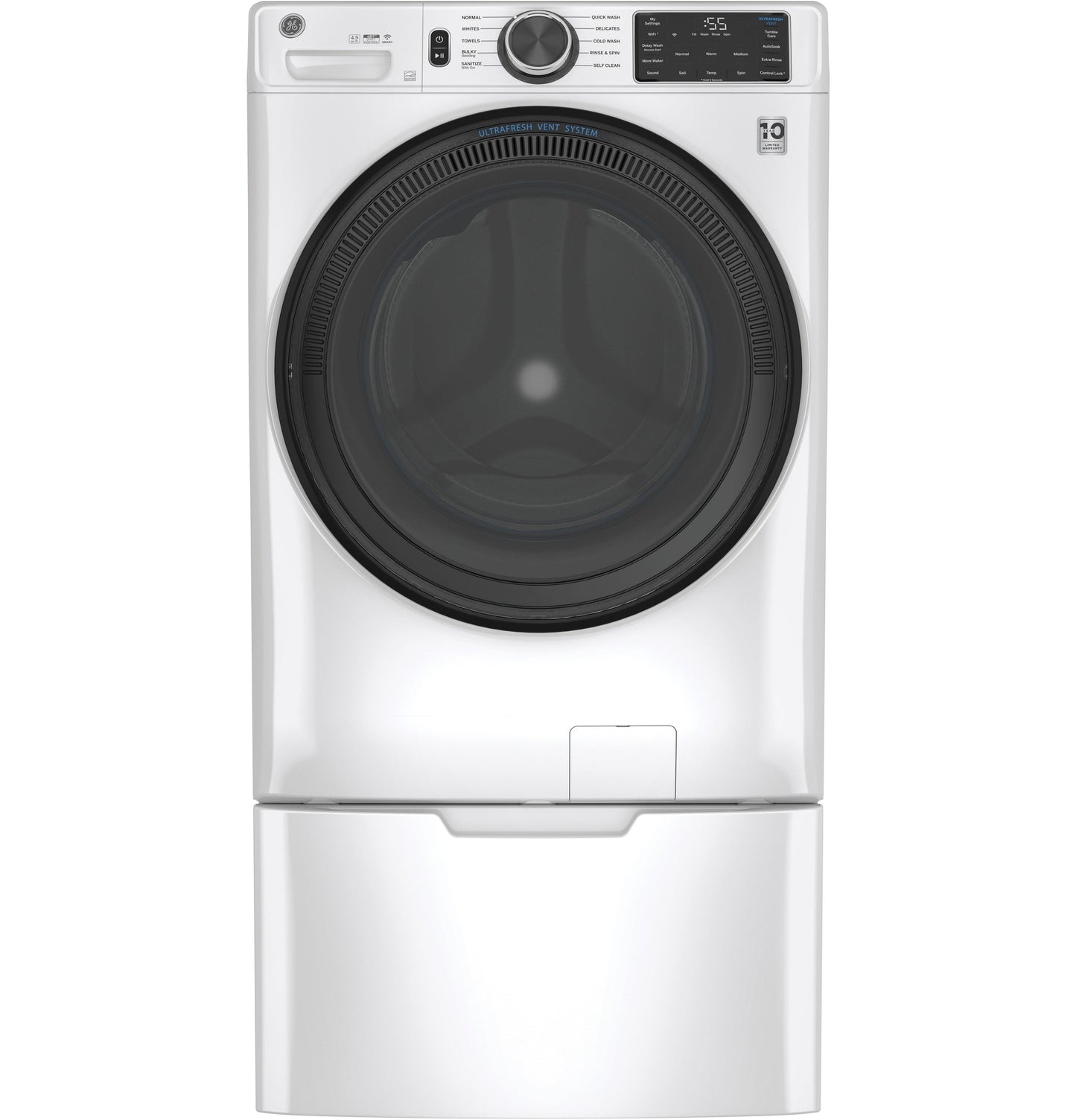 GE® 4.5 cu. ft. Capacity Smart Front Load ENERGY STAR® Washer with UltraFresh Vent System with OdorBlock™ and Sanitize w/Oxi