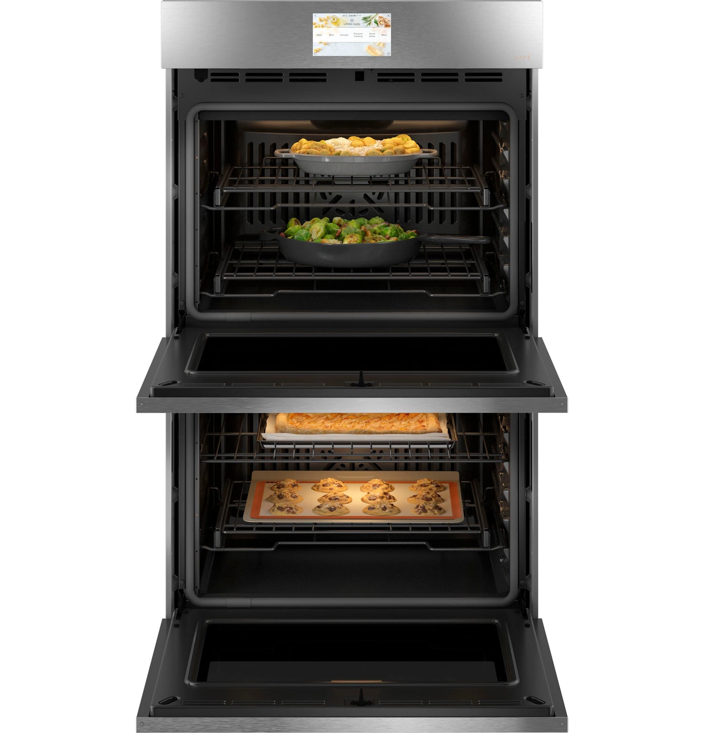 Café™ 30" Smart Built-In Convection Double Wall Oven in Platinum Glass