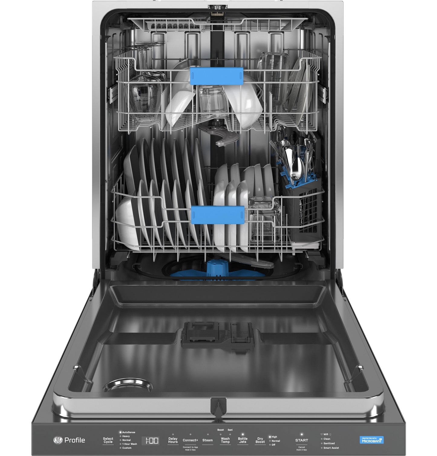 GE Profile™ Fingerprint Resistant Top Control with Stainless Steel Interior Dishwasher with Microban™ Antimicrobial Protection with Sanitize Cycle