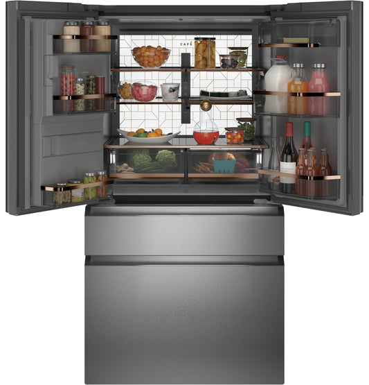 Café™ ENERGY STAR® 27.8 Cu. Ft. Smart 4-Door French-Door Refrigerator in Platinum Glass