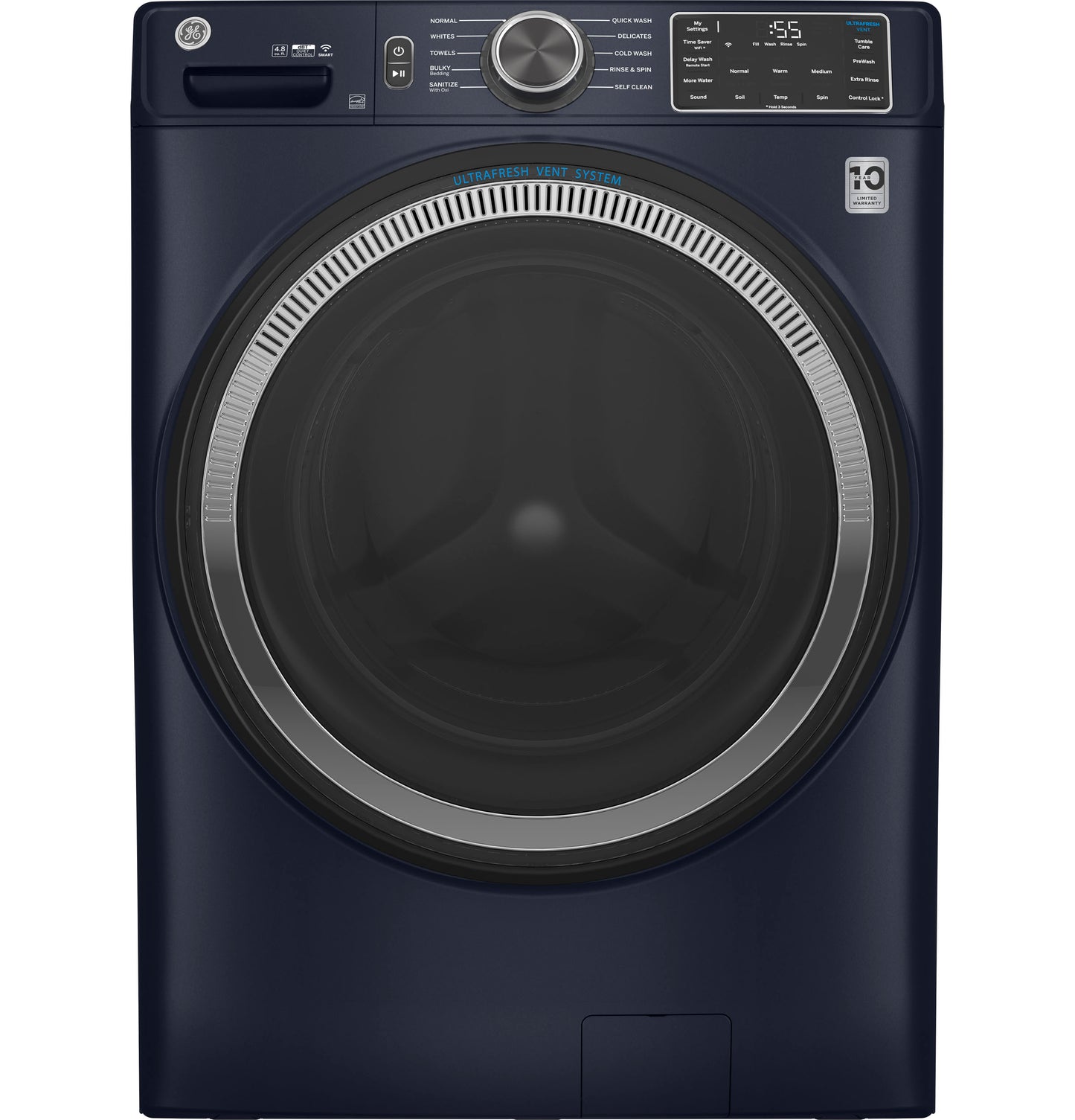 GE® 4.8 cu. ft. Capacity Smart Front Load ENERGY STAR® Washer with UltraFresh Vent System with OdorBlock™ and Sanitize w/Oxi