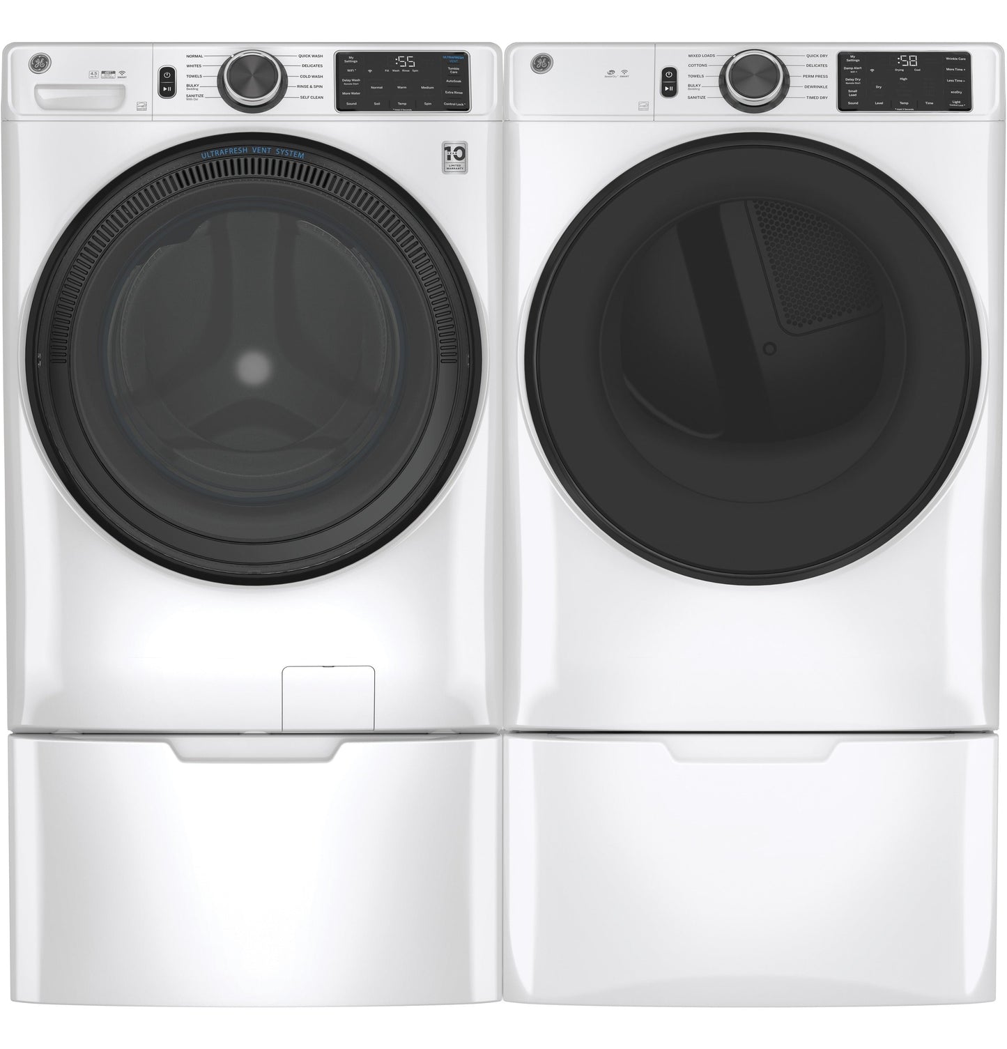 GE® 4.5 cu. ft. Capacity Smart Front Load ENERGY STAR® Washer with UltraFresh Vent System with OdorBlock™ and Sanitize w/Oxi