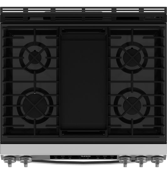 GE® 30" Slide-In Front Control Gas Range with Crisp Mode