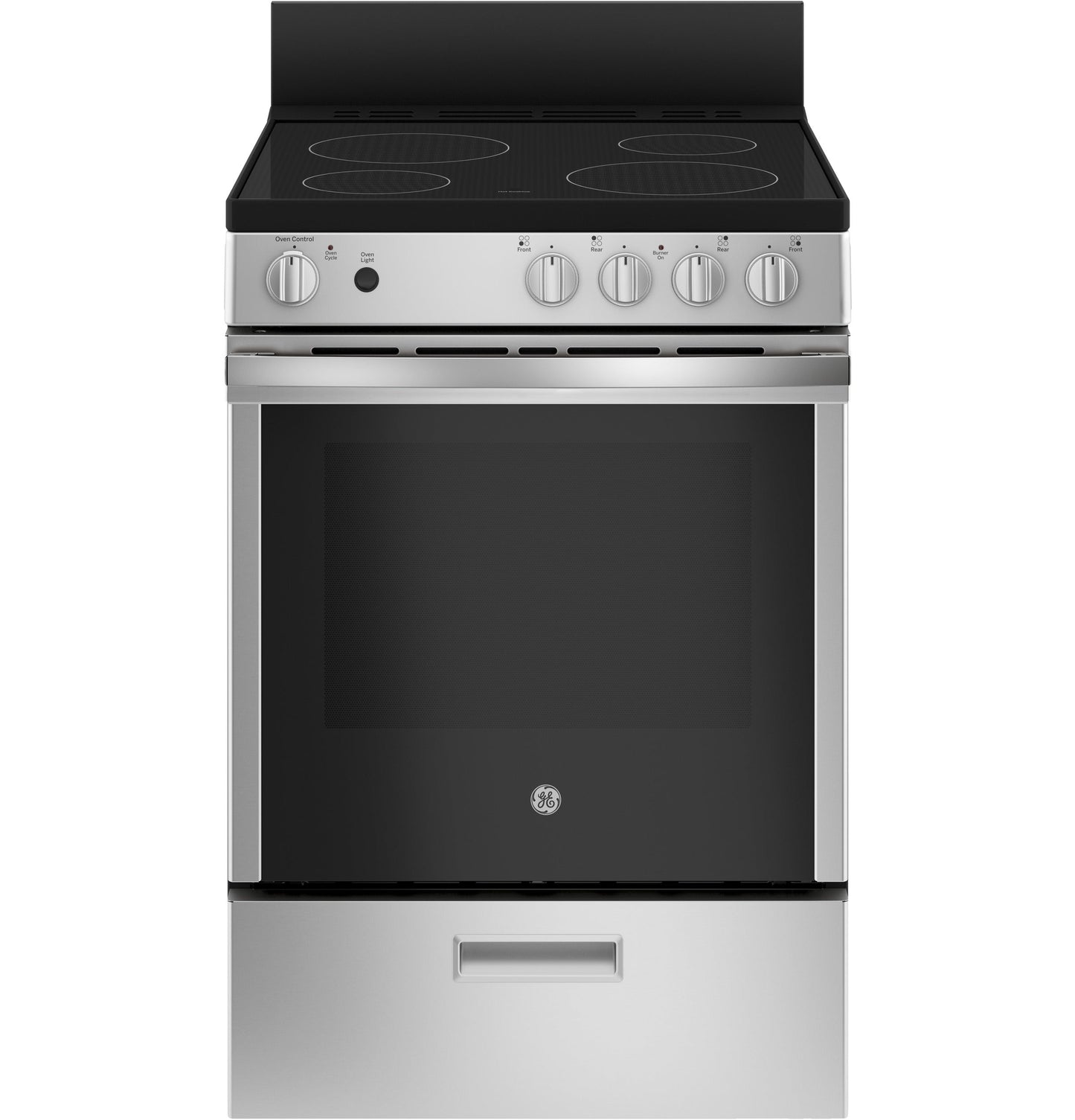 GE® 24" Free-Standing/Slide-in Front Control Range with Steam Clean and Large Window