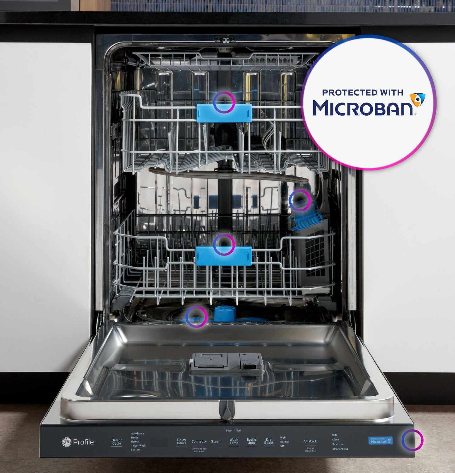 GE Profile™ Fingerprint Resistant Top Control with Stainless Steel Interior Dishwasher with Microban™ Antimicrobial Protection with Sanitize Cycle