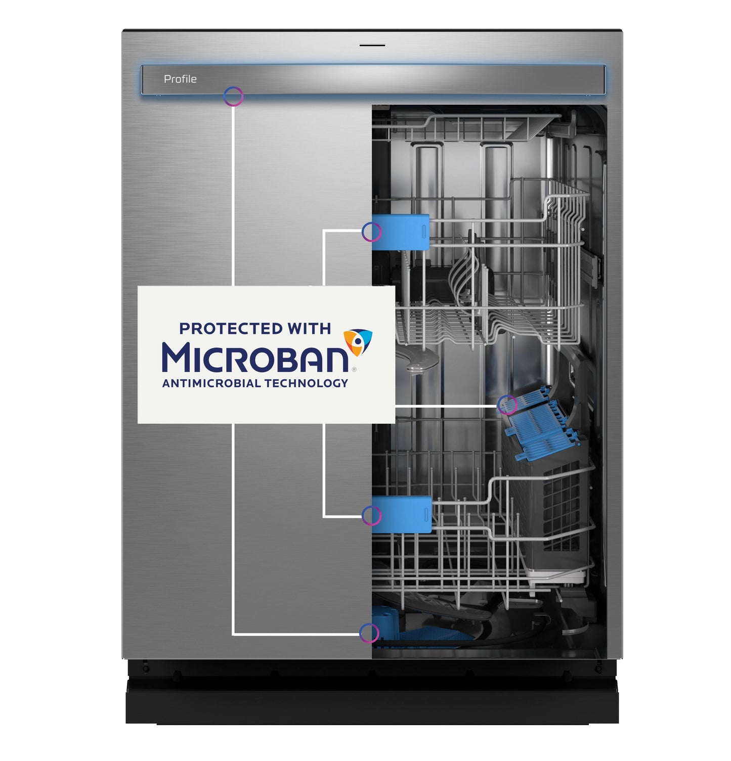 GE Profile™ Fingerprint Resistant Top Control with Stainless Steel Interior Dishwasher with Microban™ Antimicrobial Protection with Sanitize Cycle