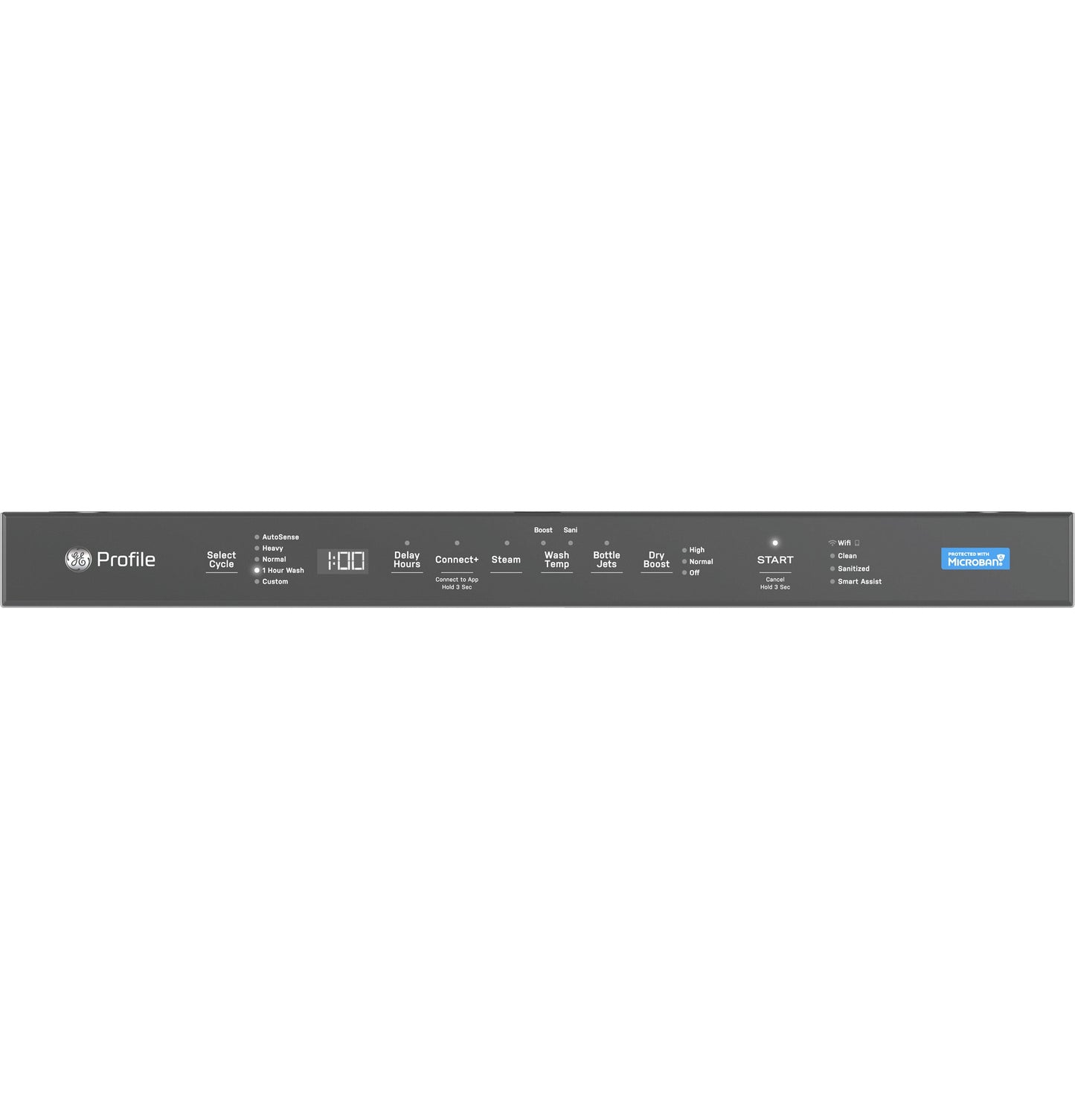 GE Profile™ Fingerprint Resistant Top Control with Stainless Steel Interior Dishwasher with Microban™ Antimicrobial Protection with Sanitize Cycle